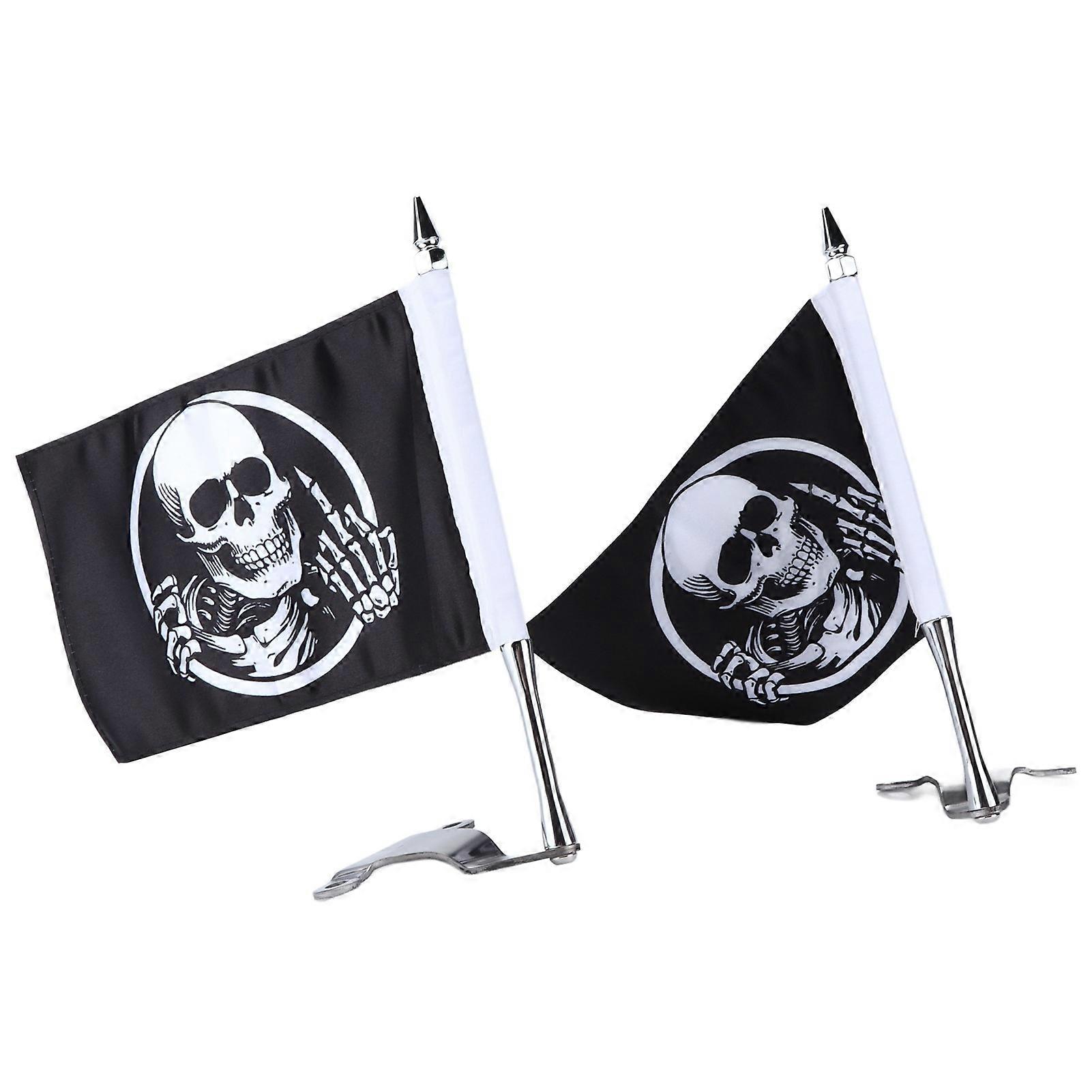 Trunk Lid Flagpole Mount Kit with Skull Flag L R Replacement for Gold Wing Tour DCT 2018?2020