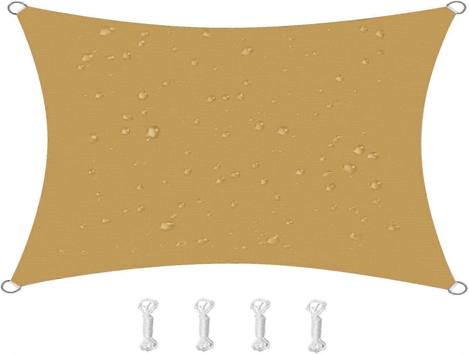 3x3 Shade Sail Waterproof Rectangular (Khaki), 95% UV Protection Garden Awning