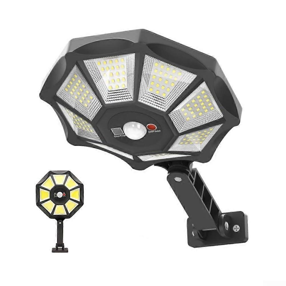 360 Degree Solar Floodlights with Motion Sensor, Remote Control, Adjustable Brightness, IP66 Waterproof, 168 COB Model
