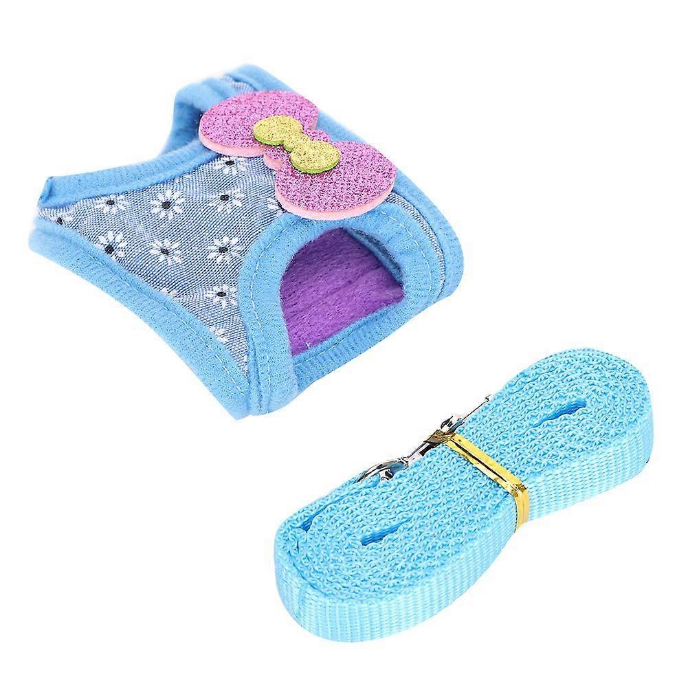 Rabbit Harness and Leash Set – Stylish Blue Snowflake Vest for Small Pets (L)