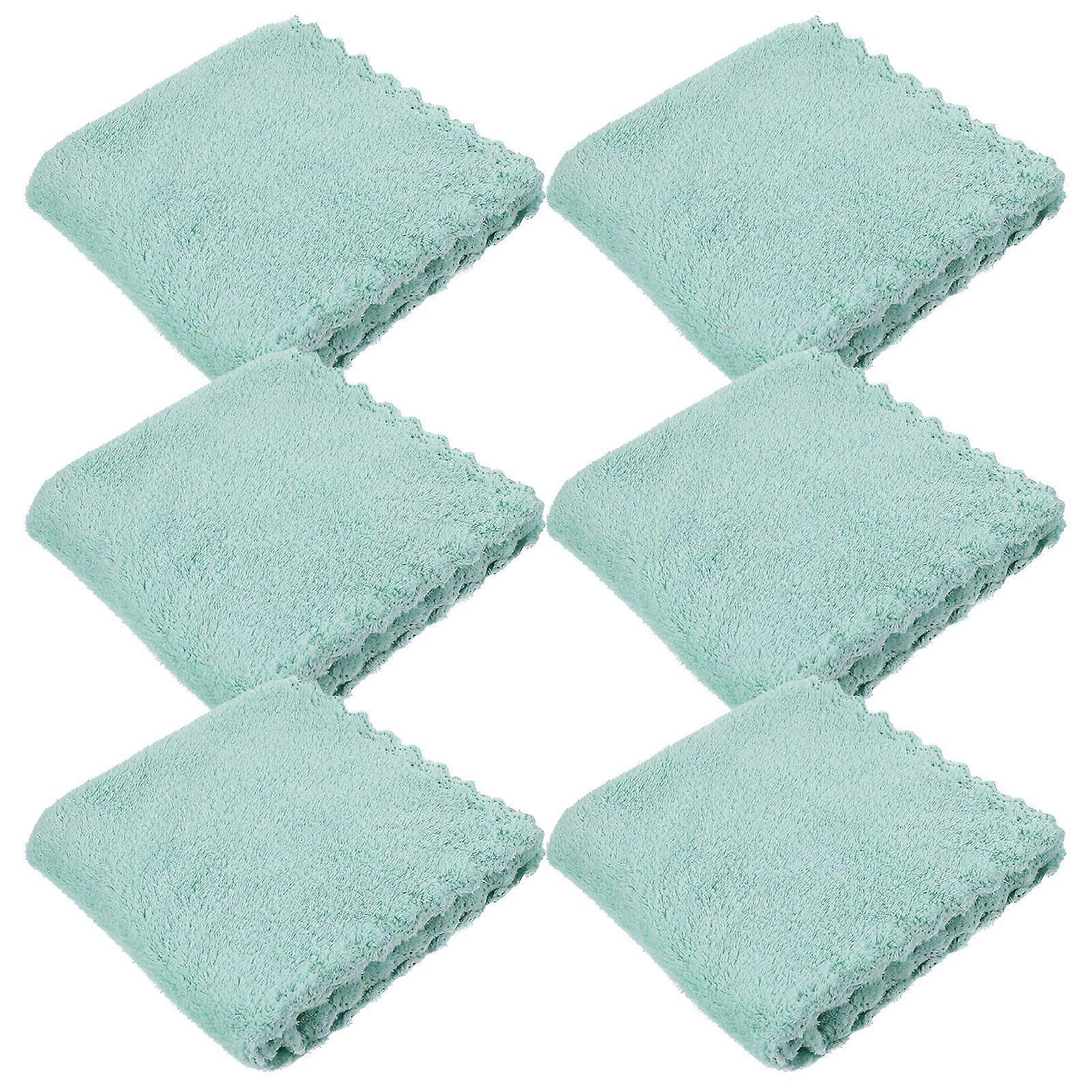 6PCS Coral Fleece Face Cloths Reusable Makeup Remover Towels Soft Absorbent Gentle Facial Cleaning Wipes