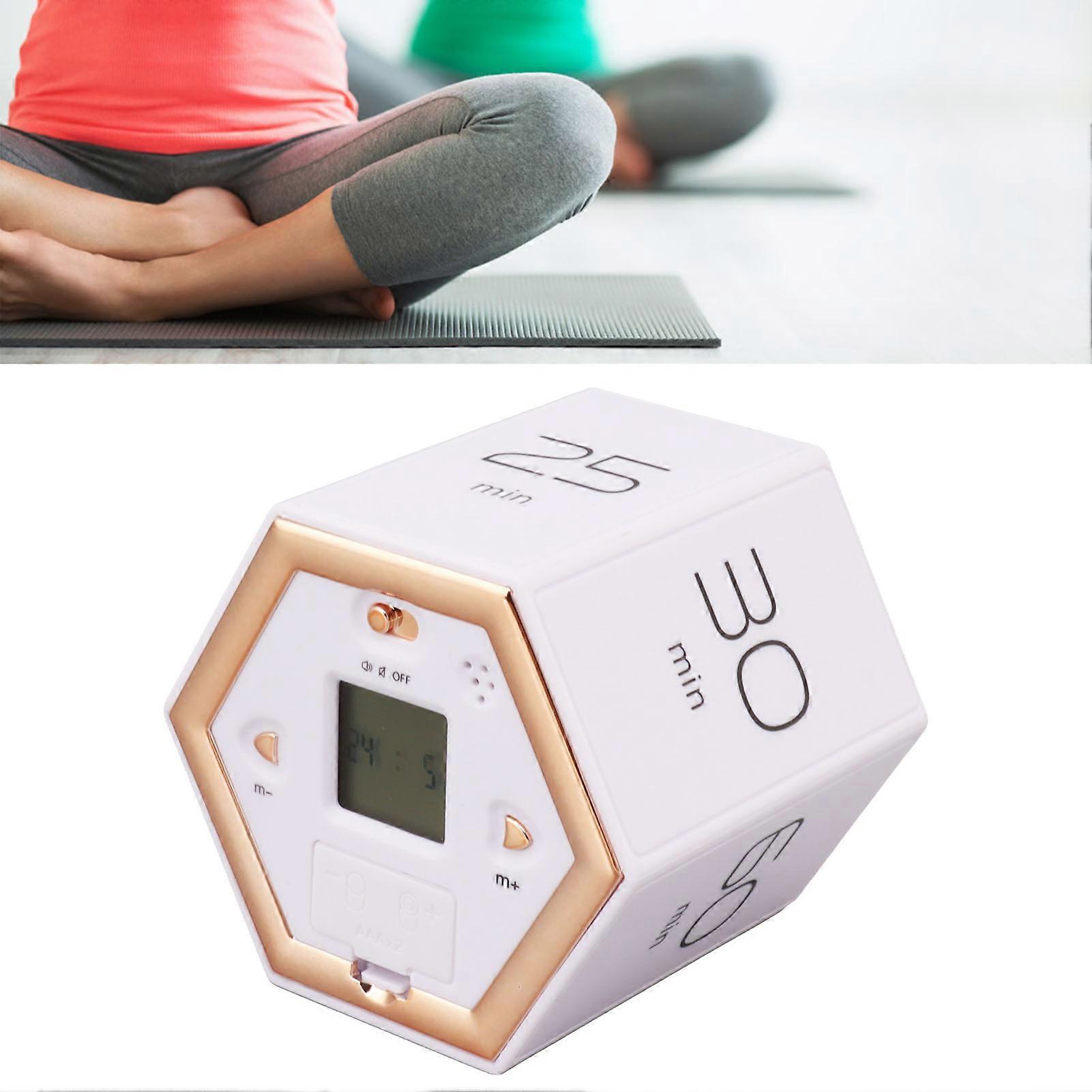 Hex Flip Timer with Mute Alarm Function Magnetic Time Management Cube Timer with LCD Screen for Cooking Studying Working White 