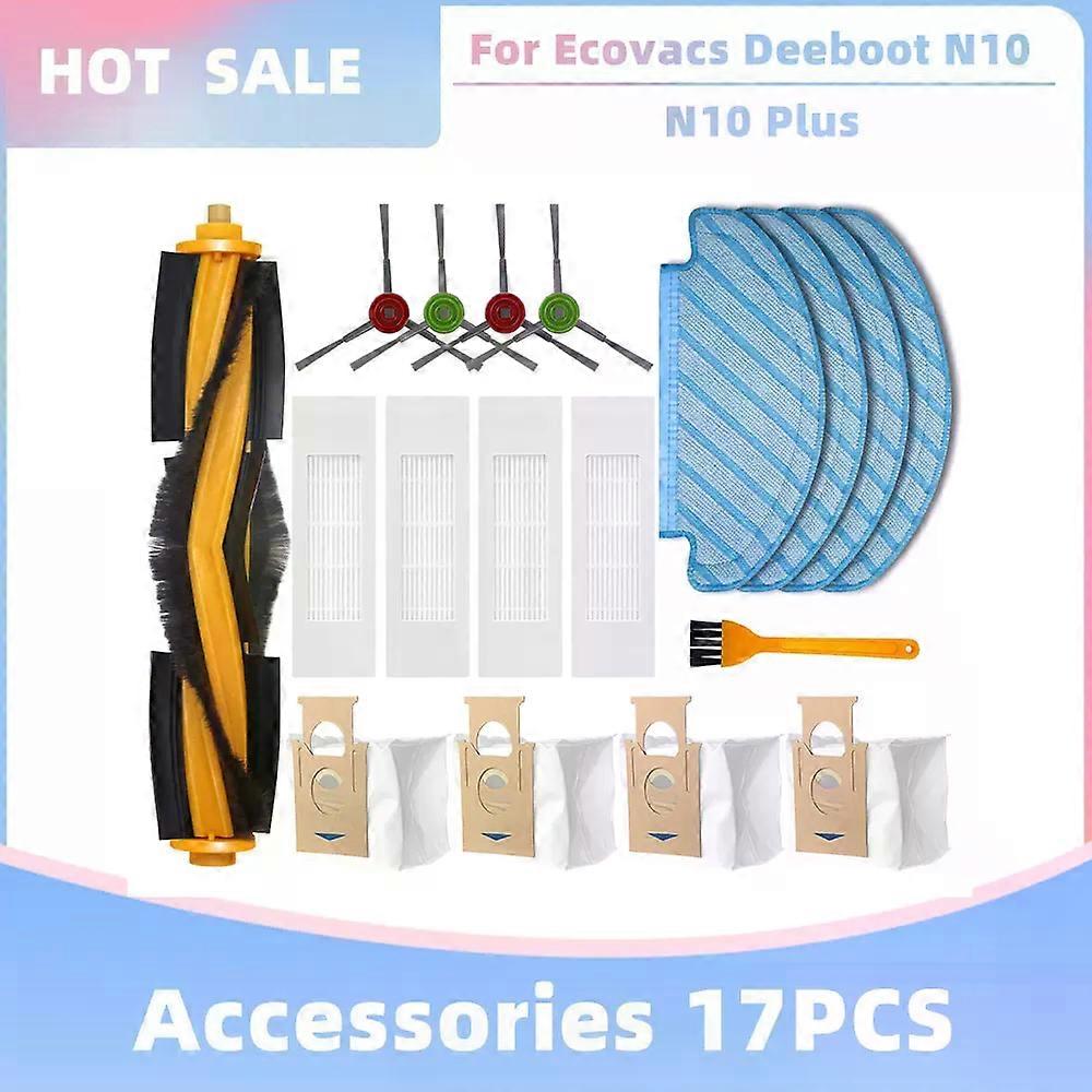 Compatible for Ecovacs Deeboot N10 / N10 Plus Replacement Accessories Parts Main Side Brush Hepa Filter Dust Bag Mop Cloth