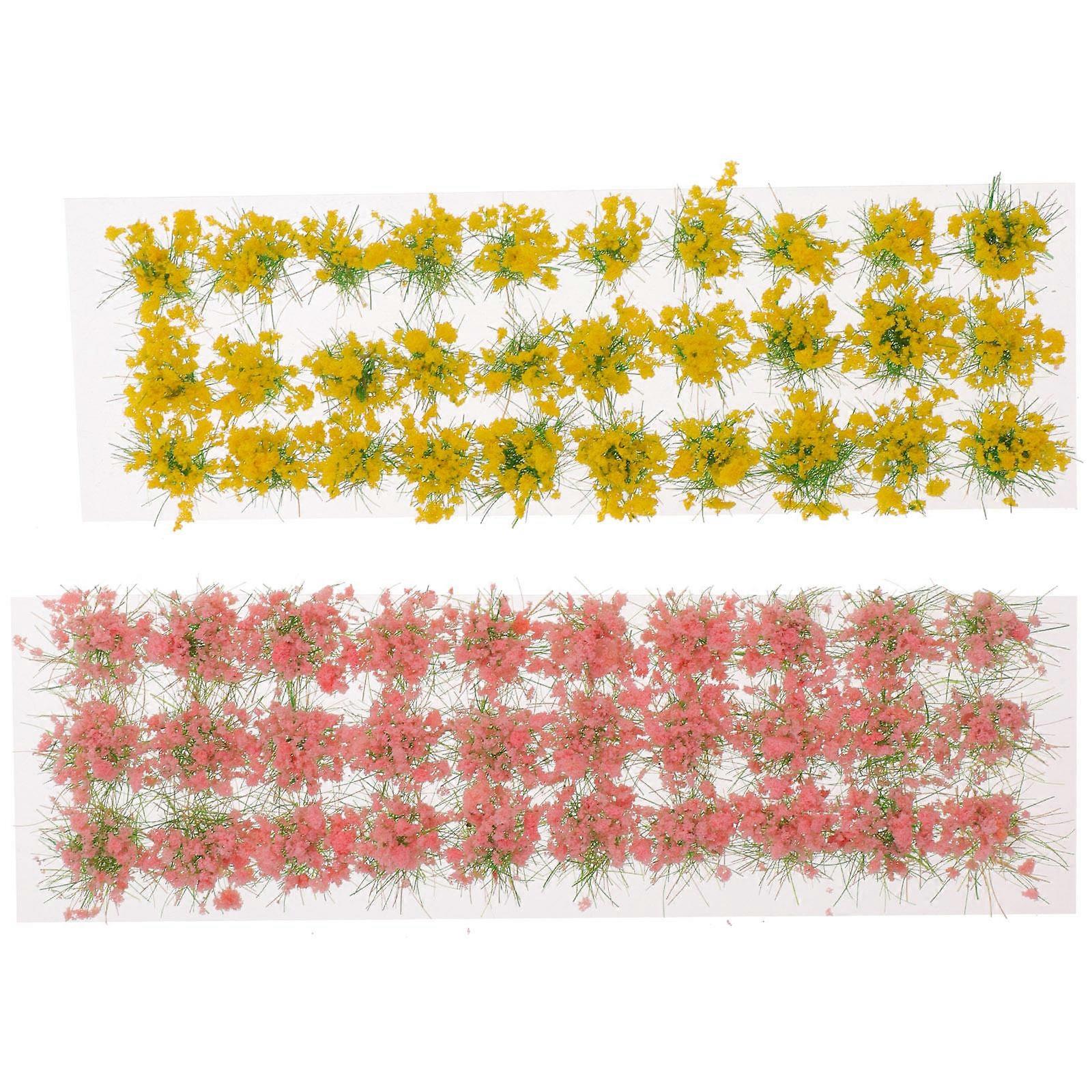 2PCS Cherry Blossom Pink Canola Yellow Decorative Sheets for Sand Table Model Railway