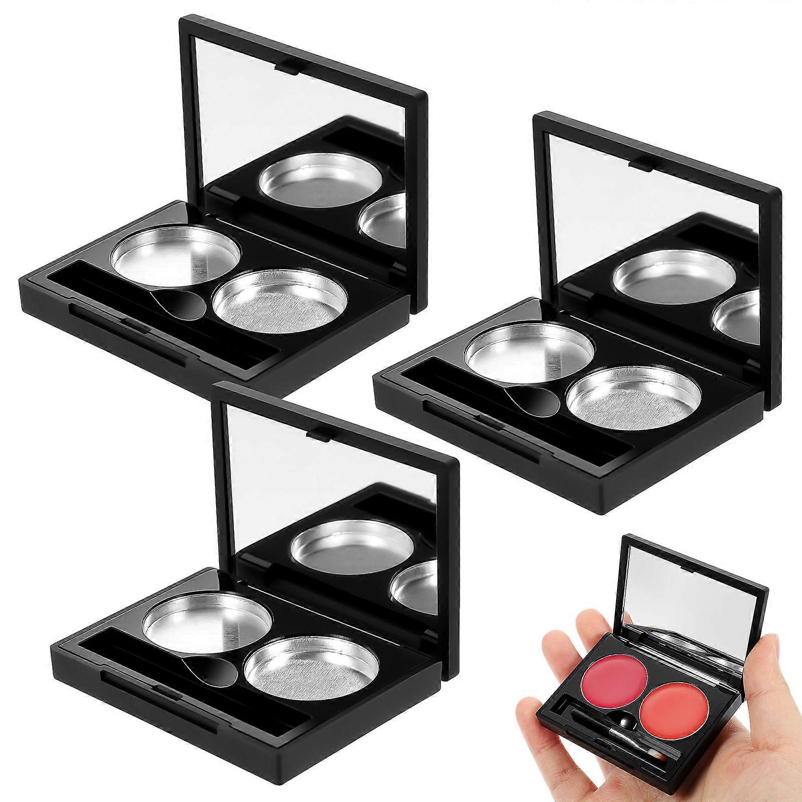 3 Sets Empty Eyeshadow Case with Boxes for Custom Blending   Round Aluminum Pans for Travel, DIY Cosmetics, and Craft Projects