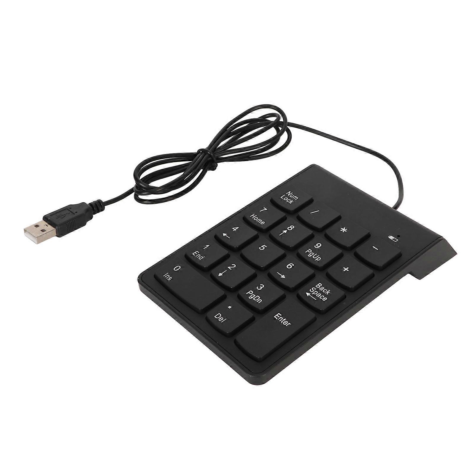 Wired Number Pad Black USB Connection 18 Keys Quiet Plug and Play Smoothing Numeric Keypad for Bank Office Gaming