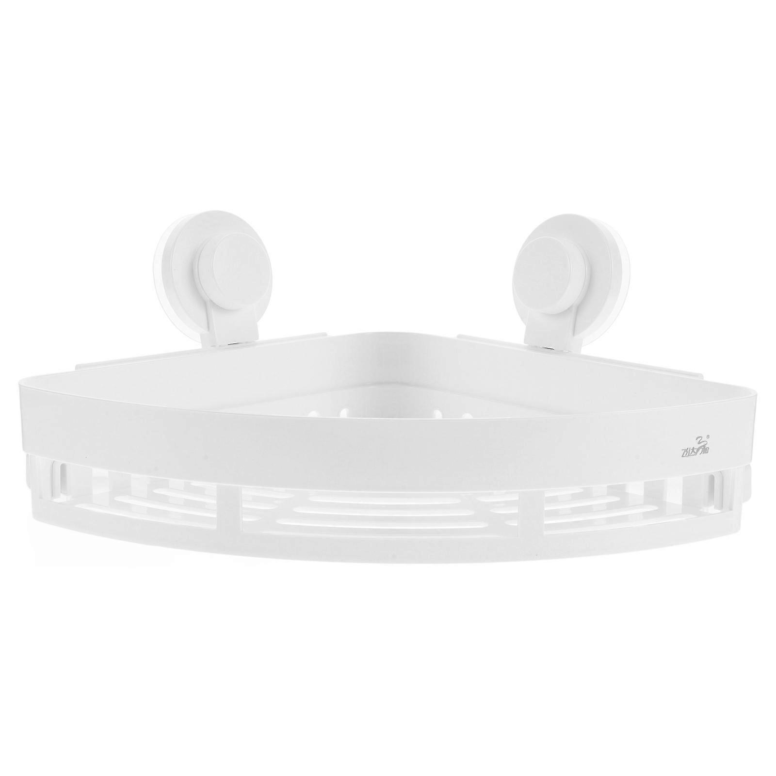 Wall Mounted Bathroom Storage Basket Plastic Shelving Triangular Shape White 32x22.5cm Storage 1Pcs