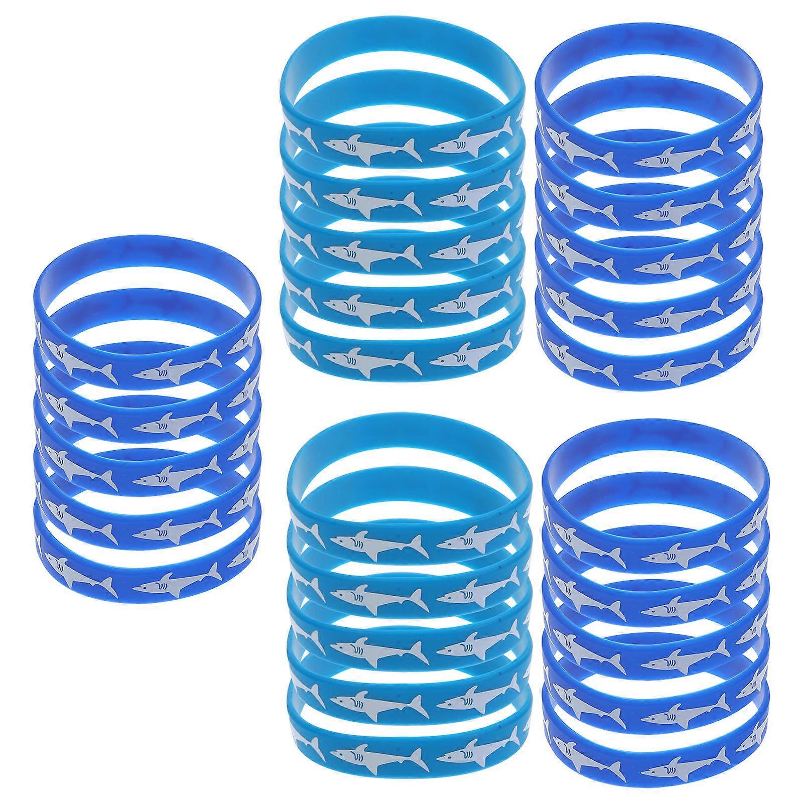 Silicone Shark Bracelets Wristbands Theme Party Clothing Accessory Round Shape Assorted Color 25Pcs
