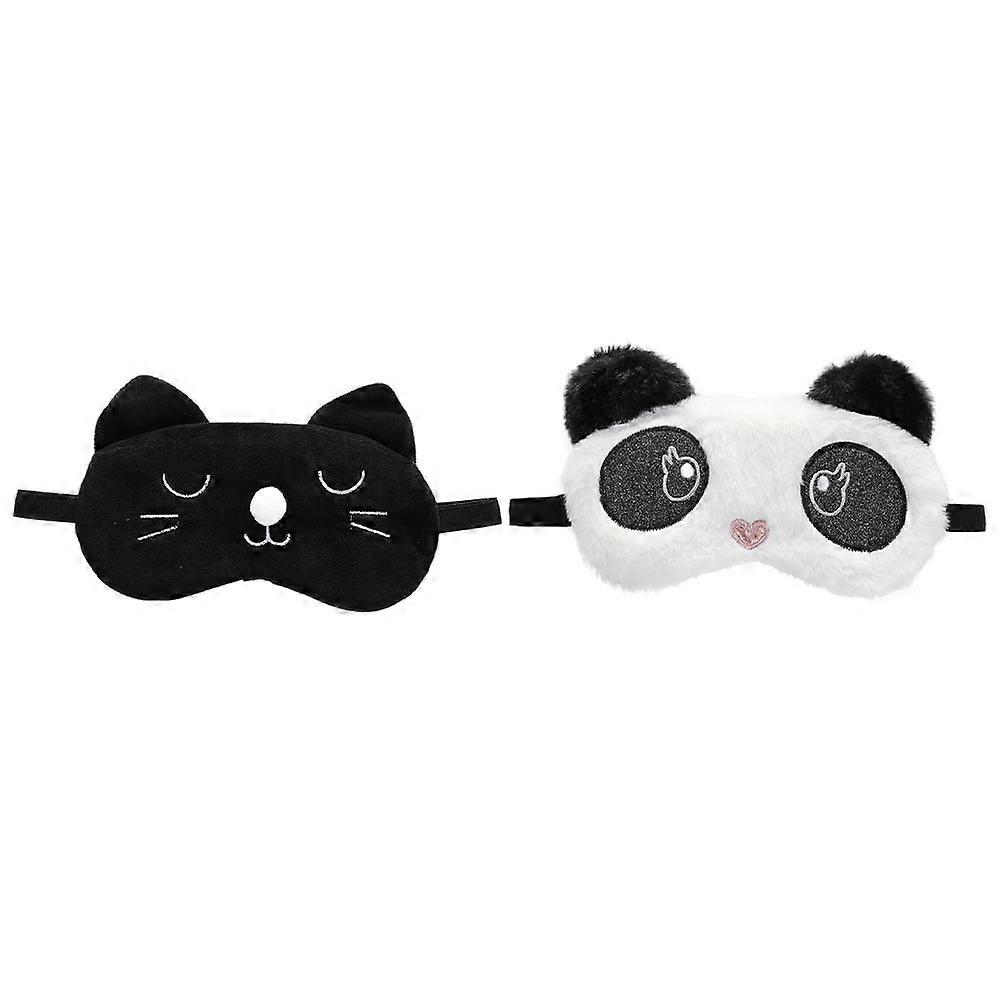 Eye Covers For Sleeping Eye Mask Portable Black Polyester Eye Fatigue Relief 2Pcs