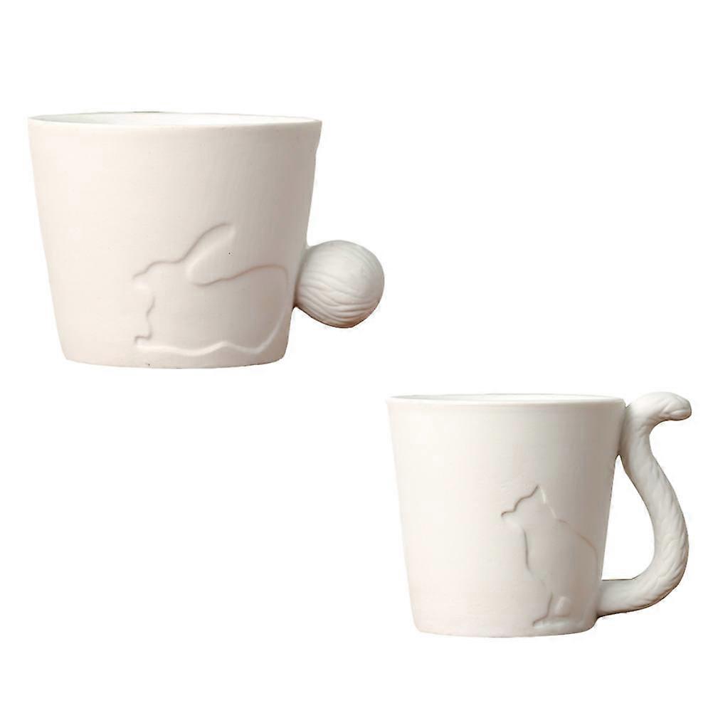 Animal Ceramic Mug for Drinking Cup 2Pcs Creative White Milk Coffee Cups