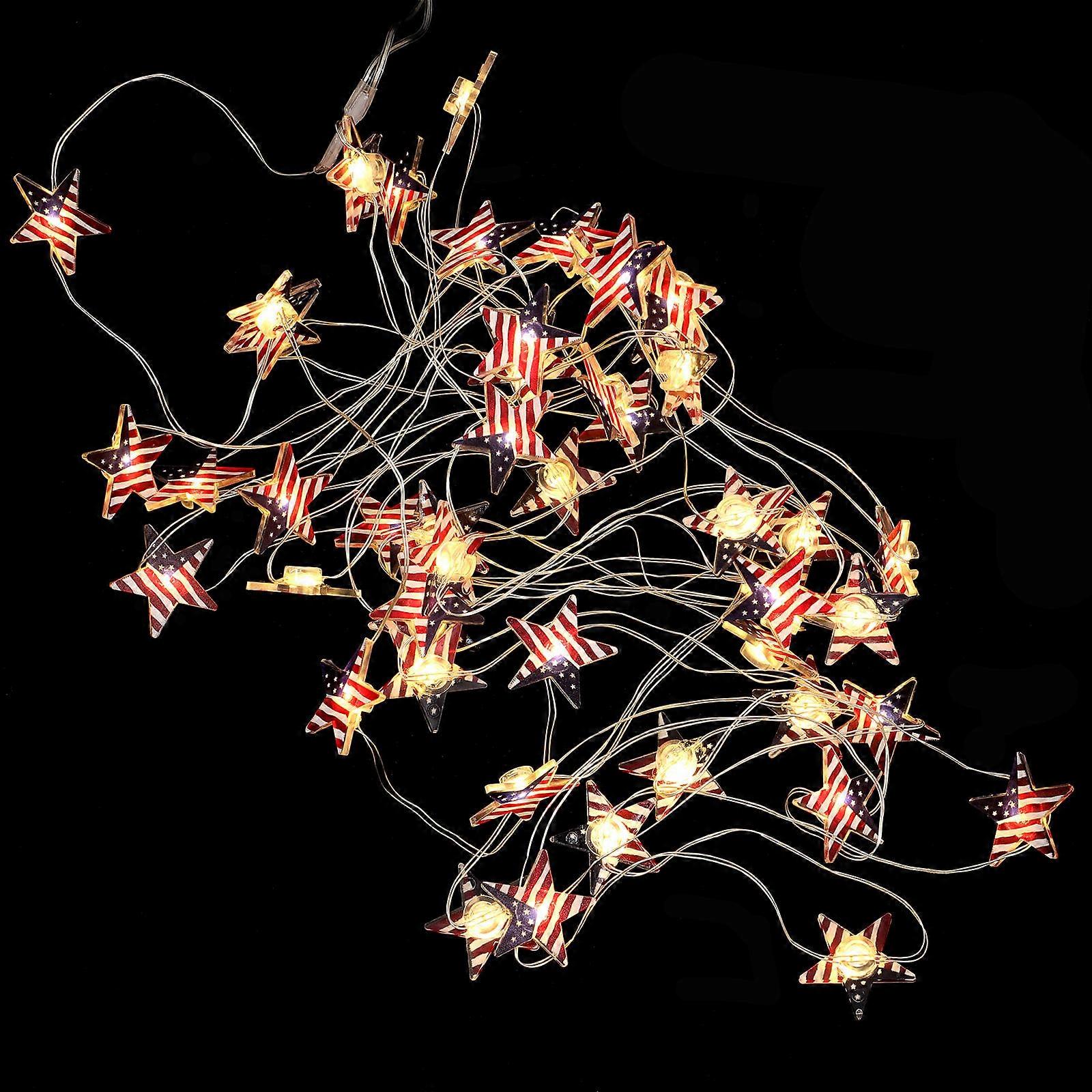 American Flag String Lights for Decor with Plastic Material and Multi Color Perfect for Independence .5ft