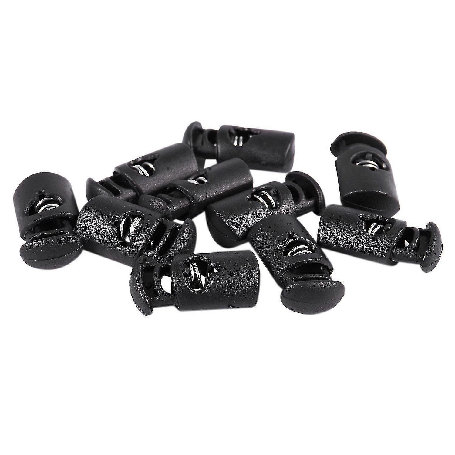 Diameter 8 mm hole, cord cord stopper laces snap hook, black, 10 pcs