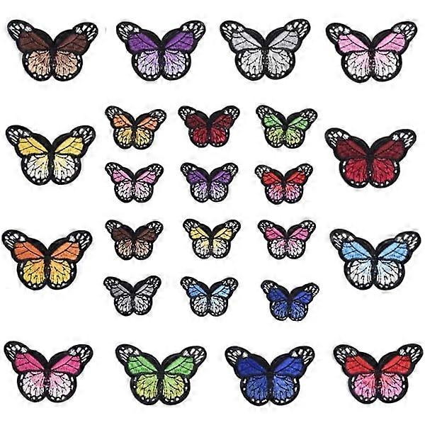 24pcs Butterfly Embroidery Patch Iron-on Butterfly Patch Butterfly