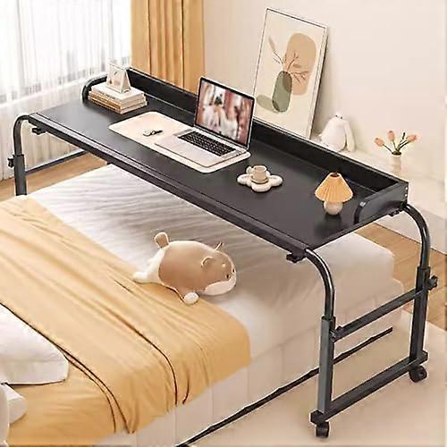 mobile computer desk with desktop sound barrier, meal tray, heightadjustable Black
