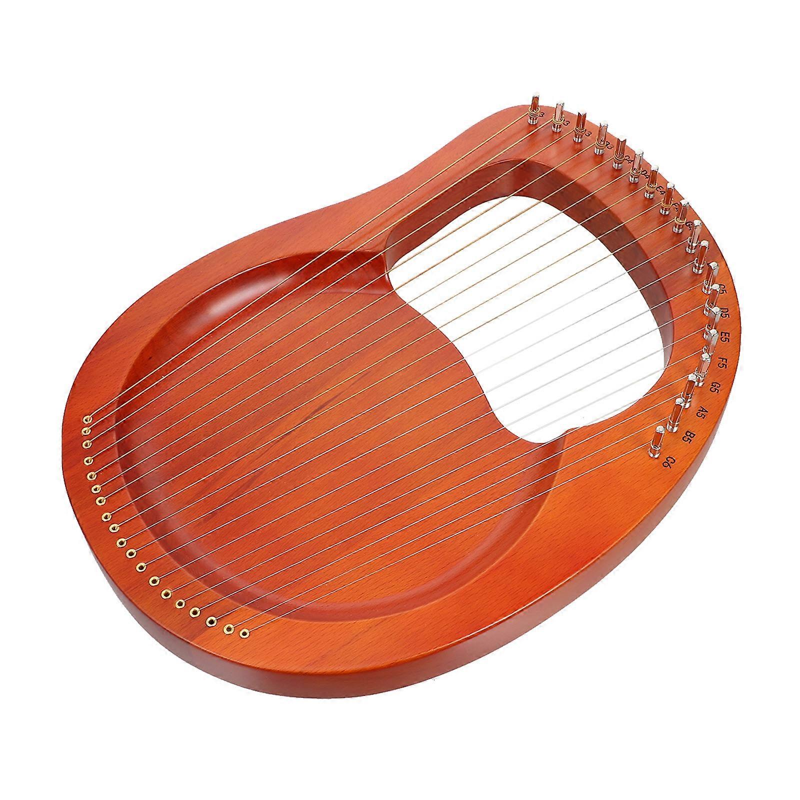 1 Set Wooden Harp Musical Instrument for Adult with 19 Strings Lyre Harp Wood Color