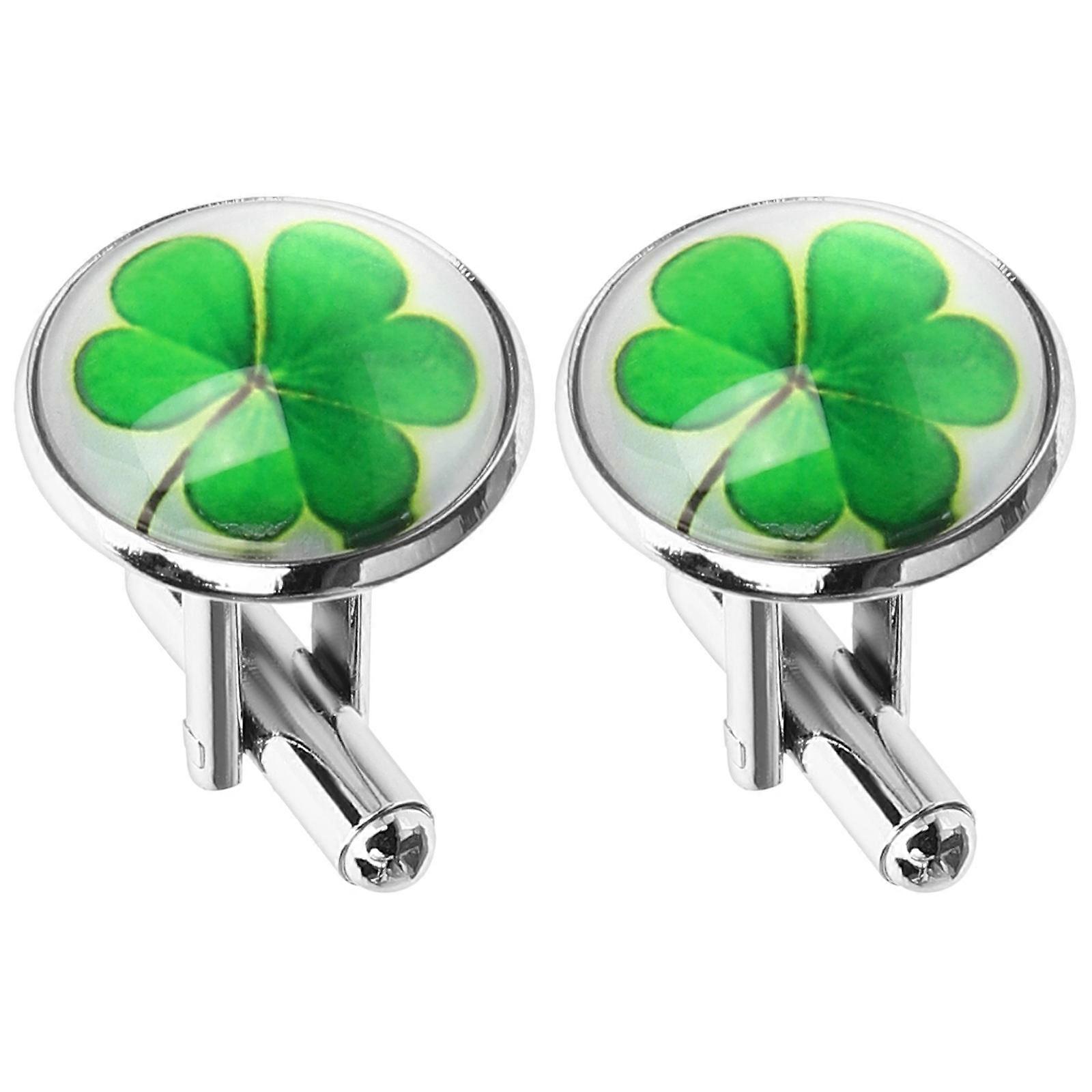 Green Metal Cuff Links for Men Shirt Accessories Decorative for Banquets and Events 2pcs