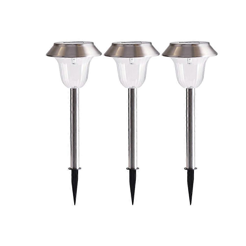 Stainless Steel Lights Solar Powered Lawn Lamp Garden Lighting Fixtures Silver 41*11.5cm Cylindrical 1.2V 600MAH Battery 4Pcs