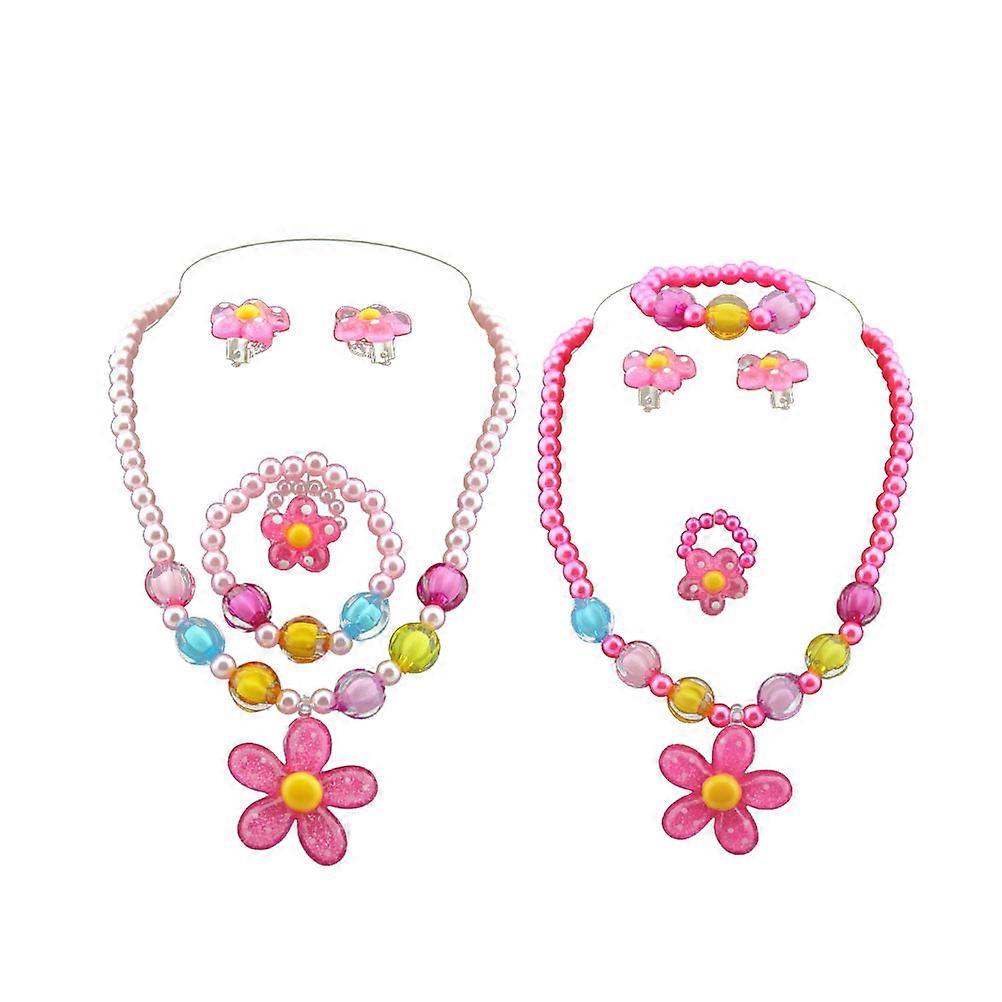Adorable Assorted Color Resin Jewelry Set for Kids Playing with Easy On and Off 2 Sets