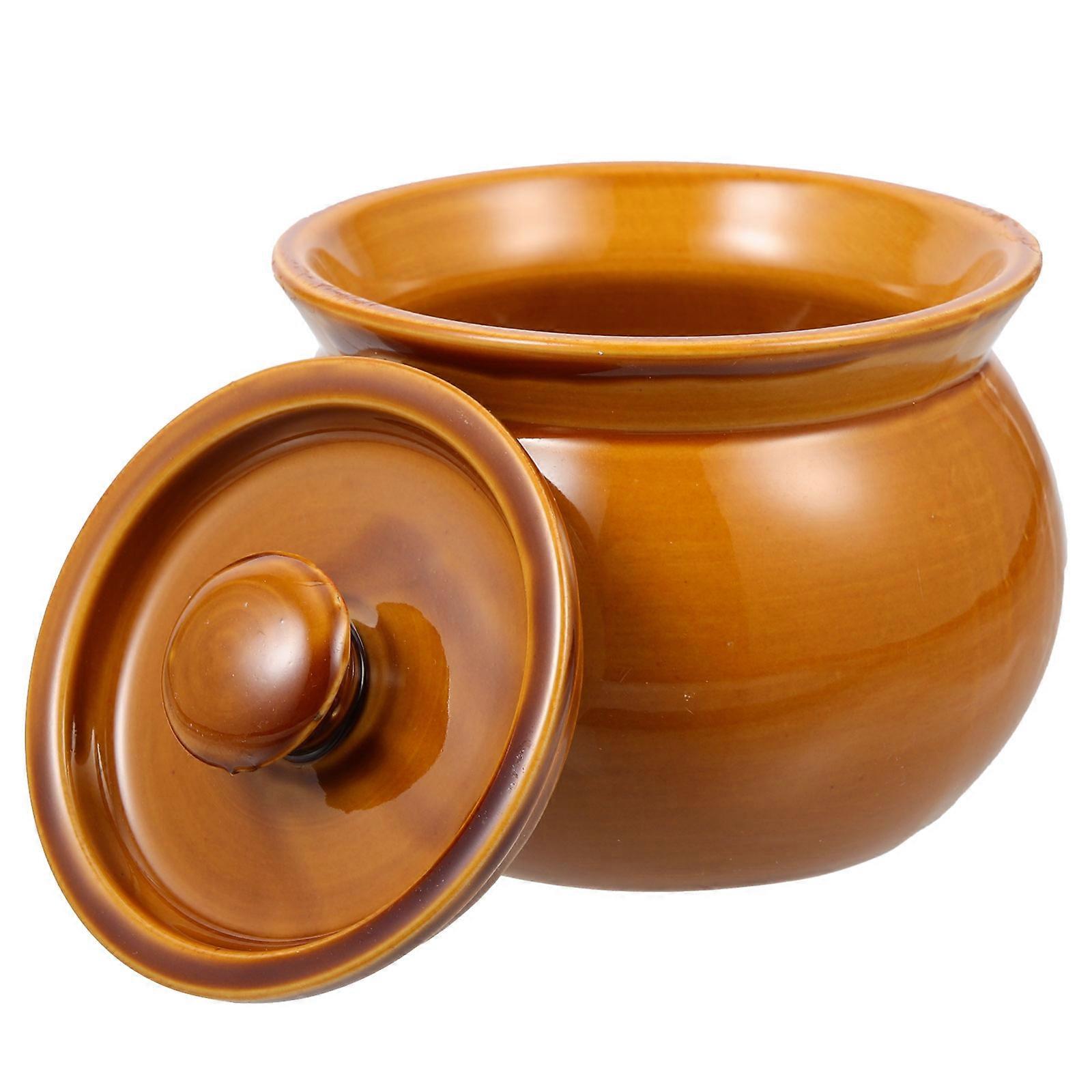 Ceramic Soup Bowl Stewing Pot For Family Use Round Shape 11.20X11.20X8.50CM Safe To Use 1Set