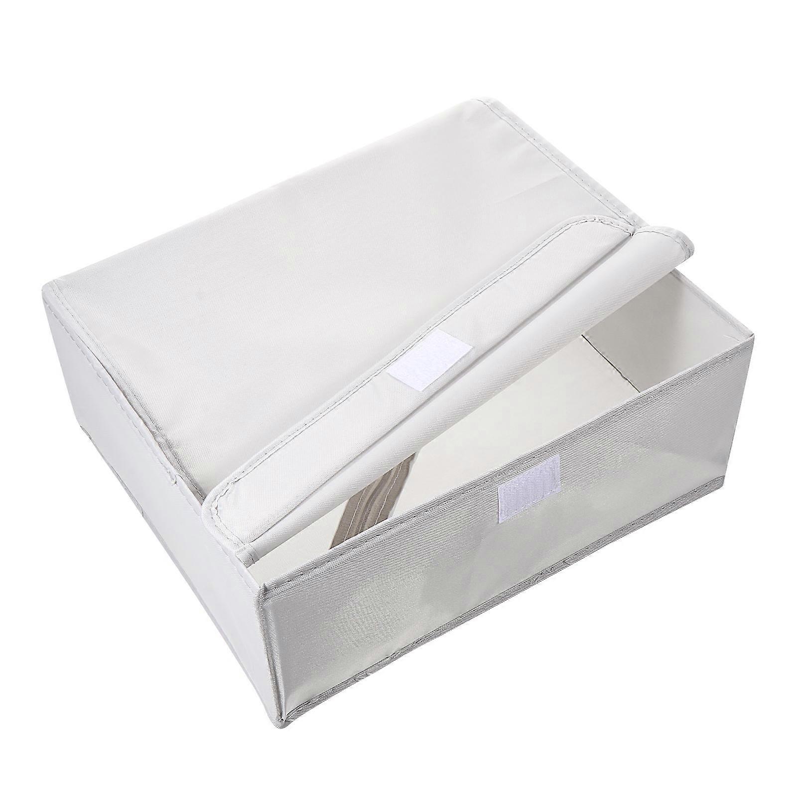 ホワイトオックスフォードクロス下着収納ボックス、安全で防塵の組織のための蓋付き 7.8x5.9x4.3 インチ