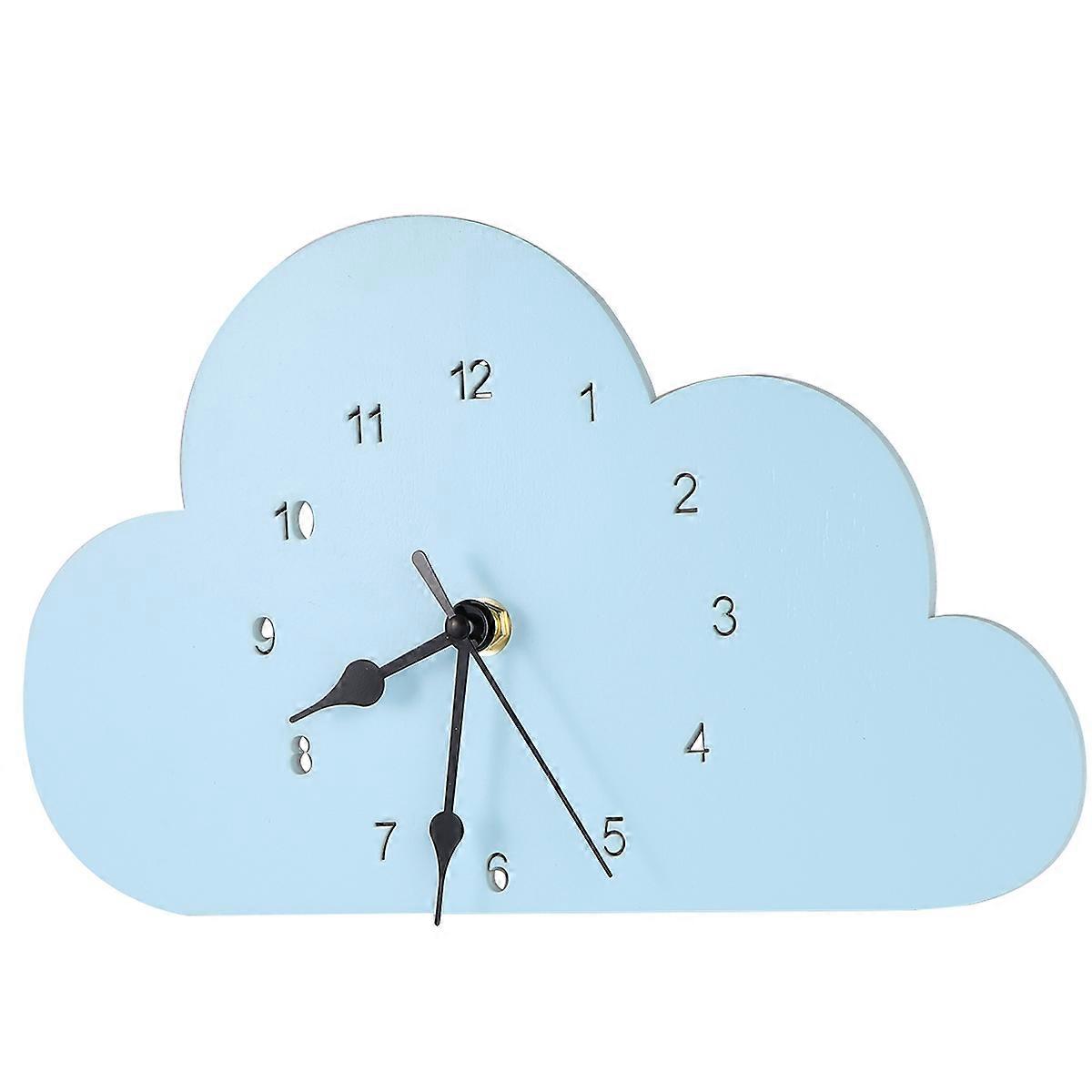 Cloud Shaped Nordic Style Desktop Clock for Bedroom – Hollowed Out Numbers, Creative Design, Blue Home Clock