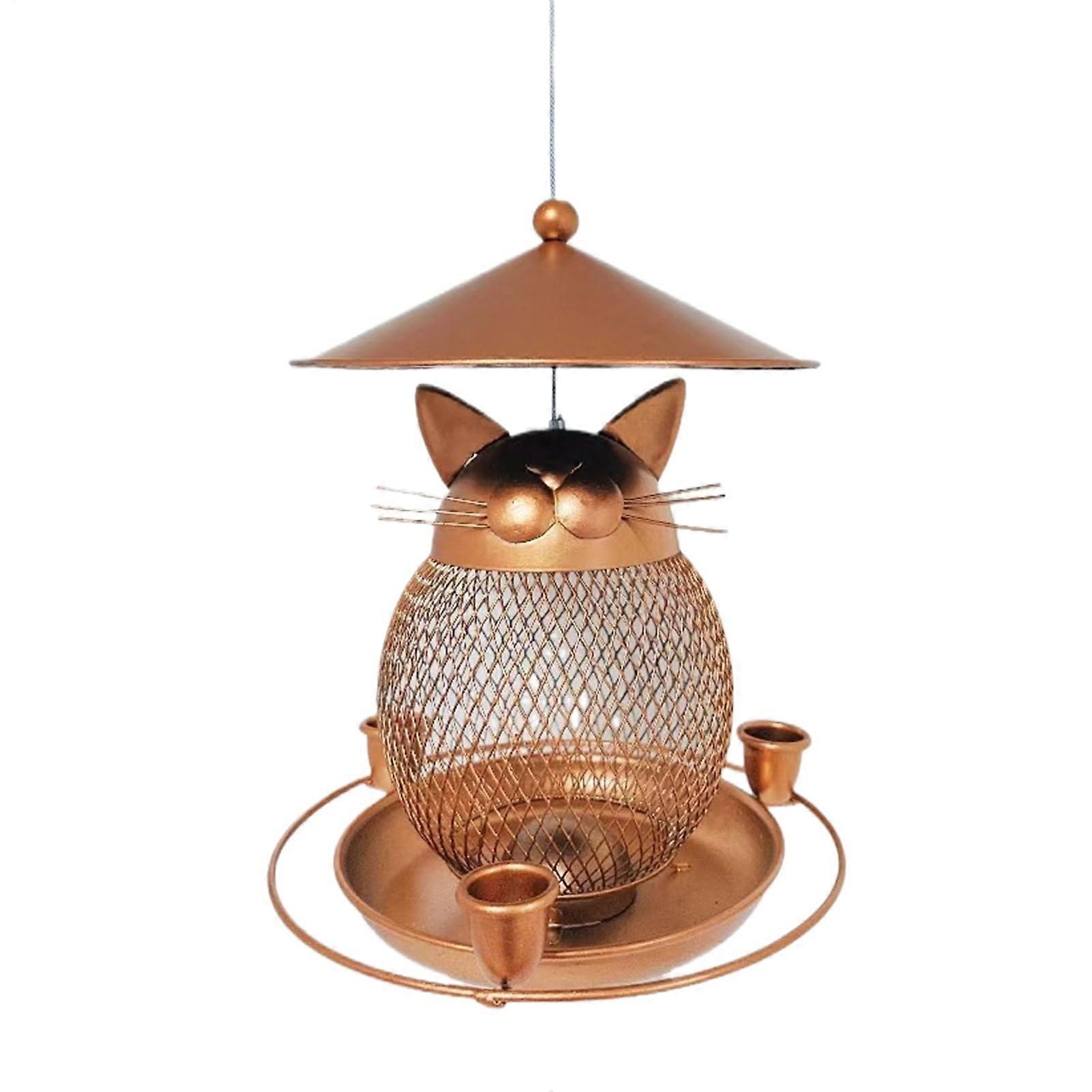 Bird Feeder Baitware Dispenser Cat-Shaped Container, 7.87x8.66 Inches, Squirrel-Proof Outdoor Hanging Feeder For Sparrows