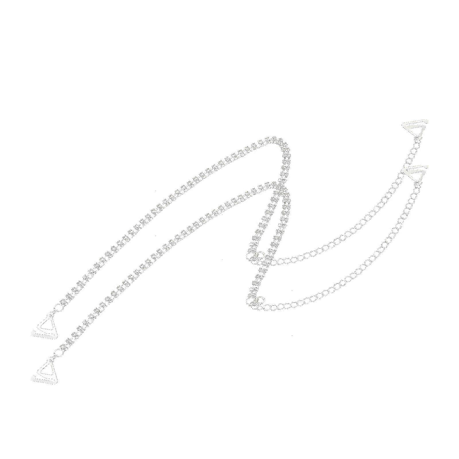 1 Pair Adjustable Rhinestone Bra Shoulder Straps Silver