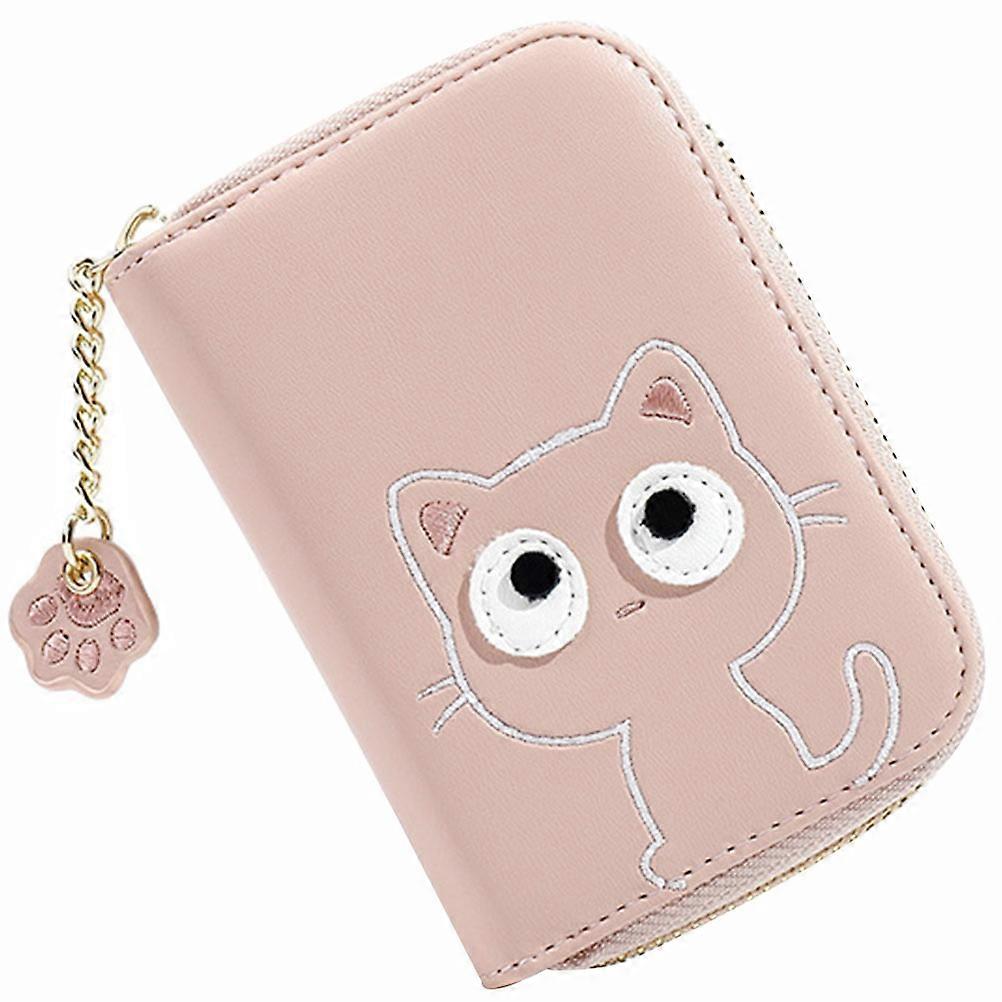 Cute Cat Wallet Multi Function Ladies Pouch Coin Holder Compact Card Organizer for Travel and Daily Essentials