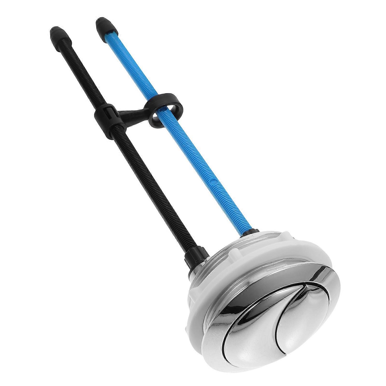 Dual Push Flushing Toilet Button for Home Use Silver ABS Material Versatile Functional with Flexible Rod 23.6 Inches