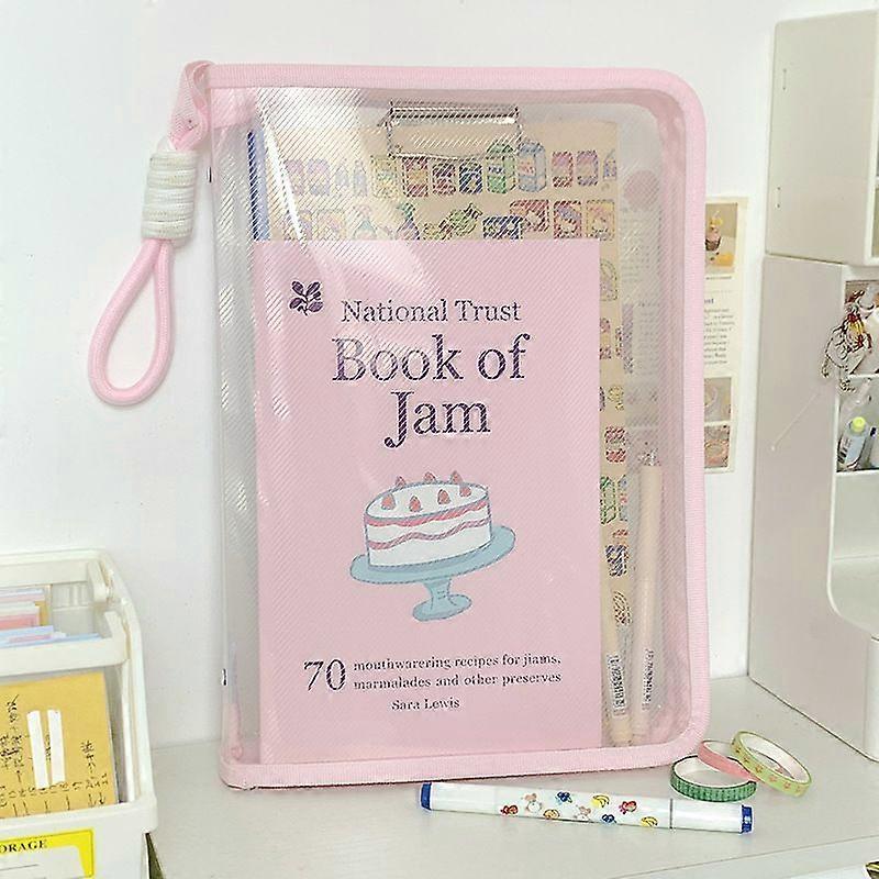 Clear Zippered File Holder: Plastic A4 Document Bag - Adorable Pens Books Container For School And Office Use - Protects Books 33cmx25cm