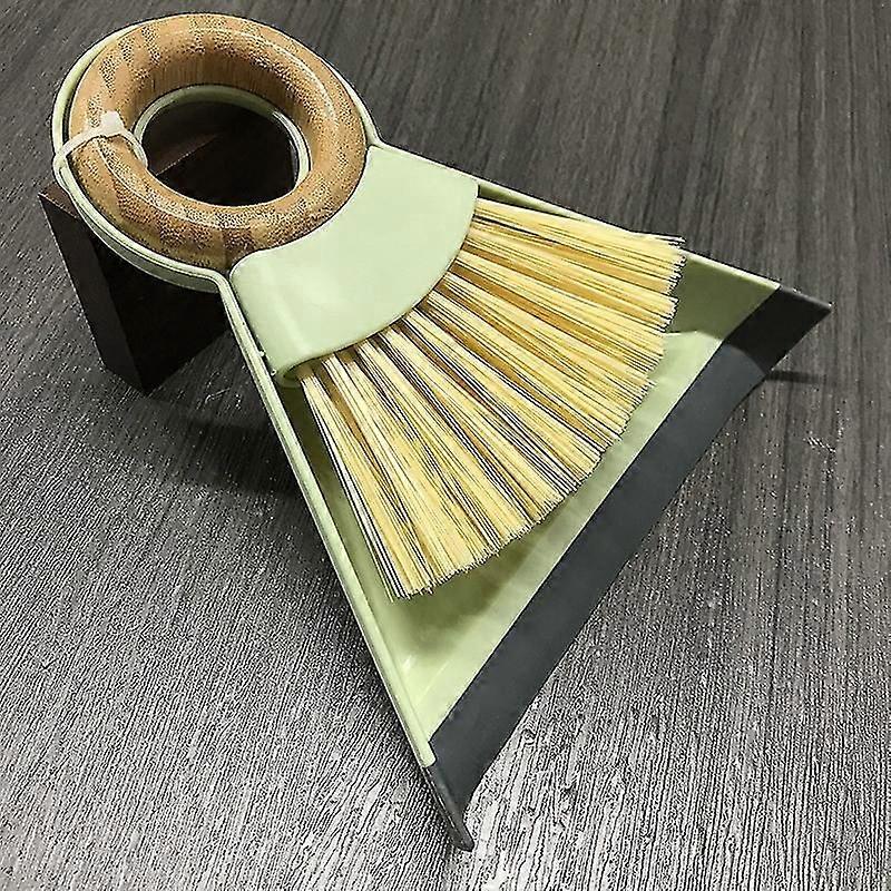 Mini Bamboo Broom & Dustpan Set for Desk Keyboard Cleaning with Round Handle