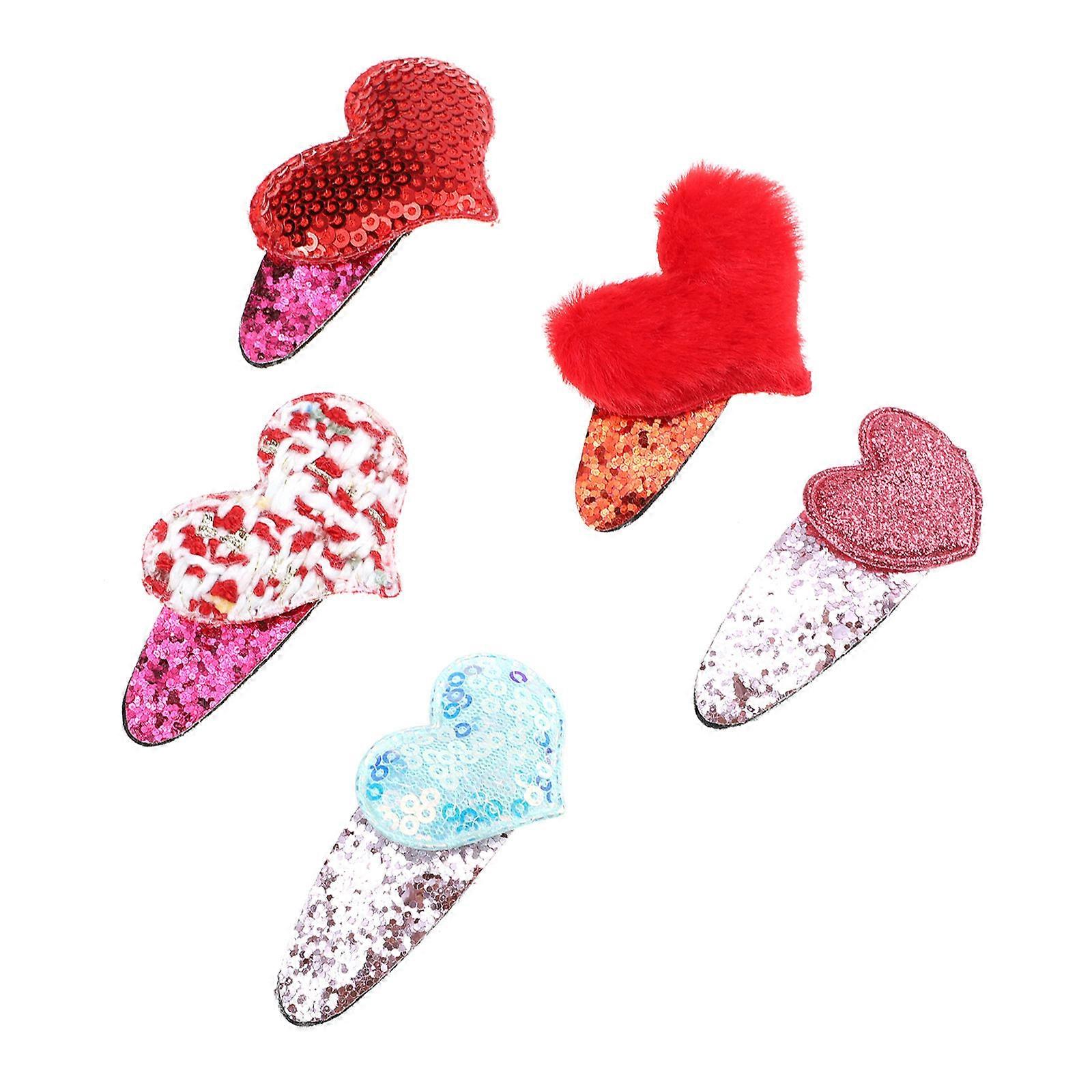 Søte hjerteformede hårtilbehør 5 stk. hårspenner for barn assortert for fester, reiser og daglig bruk