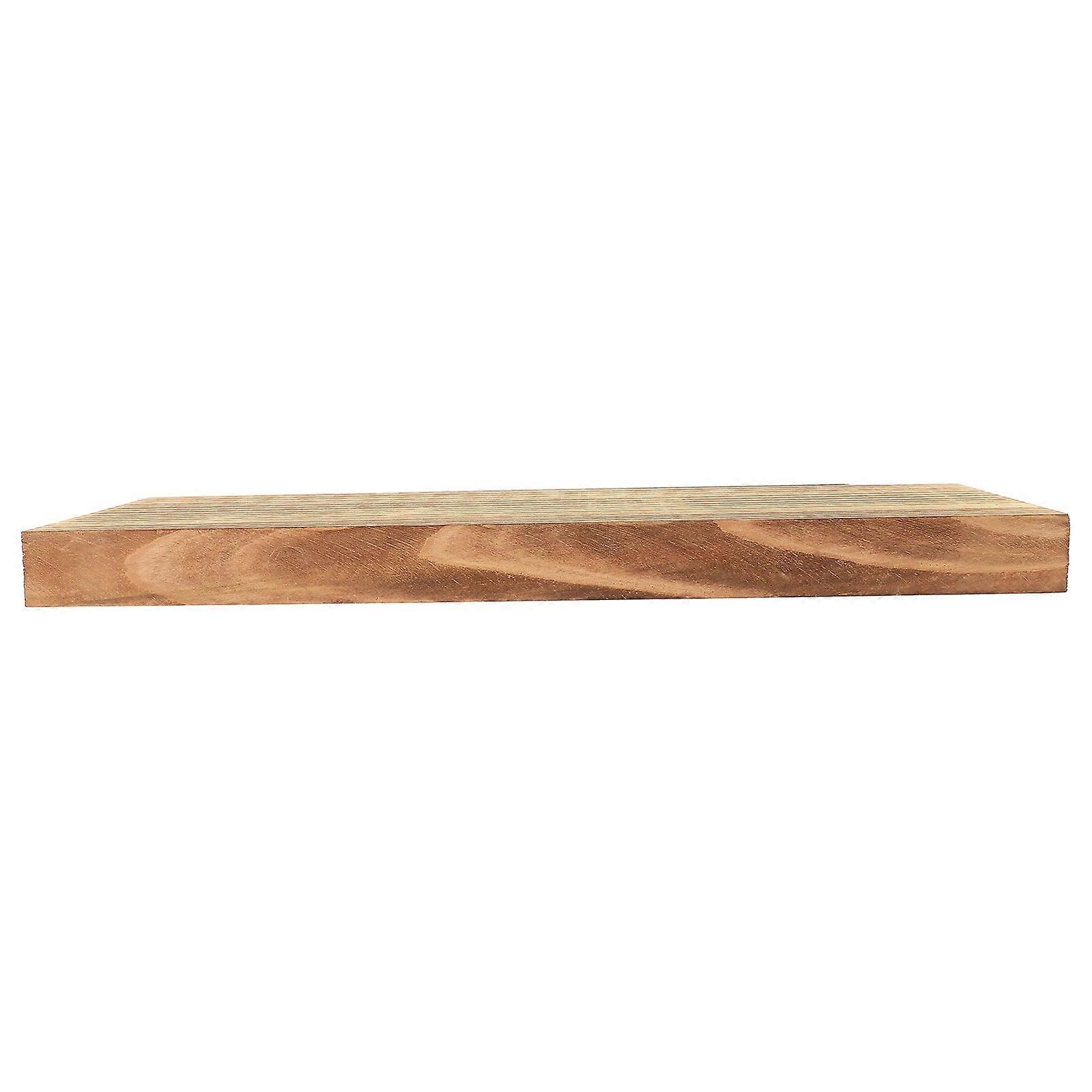 Wood Floating Wall Shelf for Storage Use with Iron Bracket Brown Color 17.7x5.9x39.4 Inches