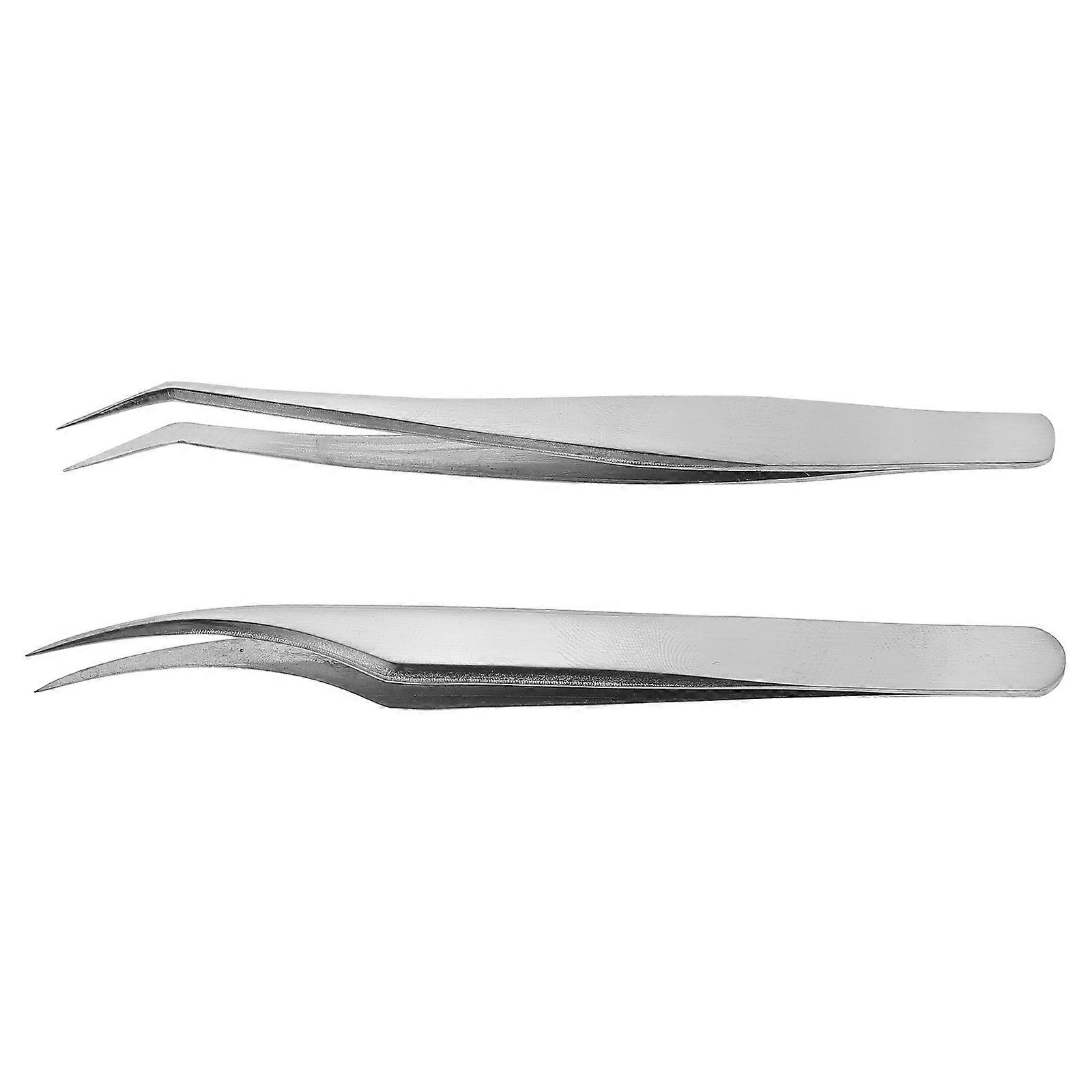 2Pcs Stainless Steel Eyelash Tweezers for Makeup Use Easy to Handle Lightweight and Durable 6.5