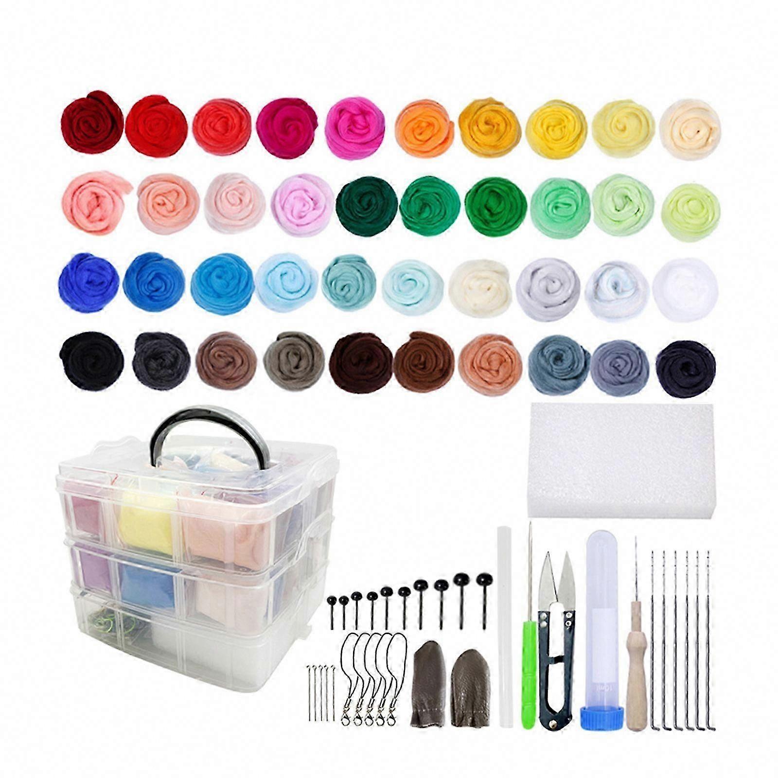30/36/40/50 Colors Needle Felting Set, DIY Wool Felt Set Felting Starter Kits with Felting Needle Tool and Colorful Wool
