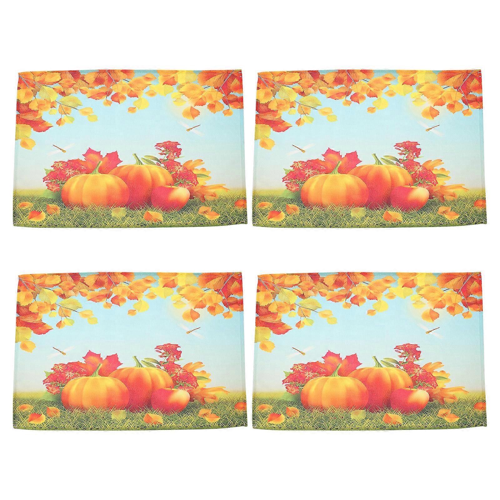 4Pcs Assorted Color Thanksgiving Placemats Rectangle Functional Table Decoration Home Dining