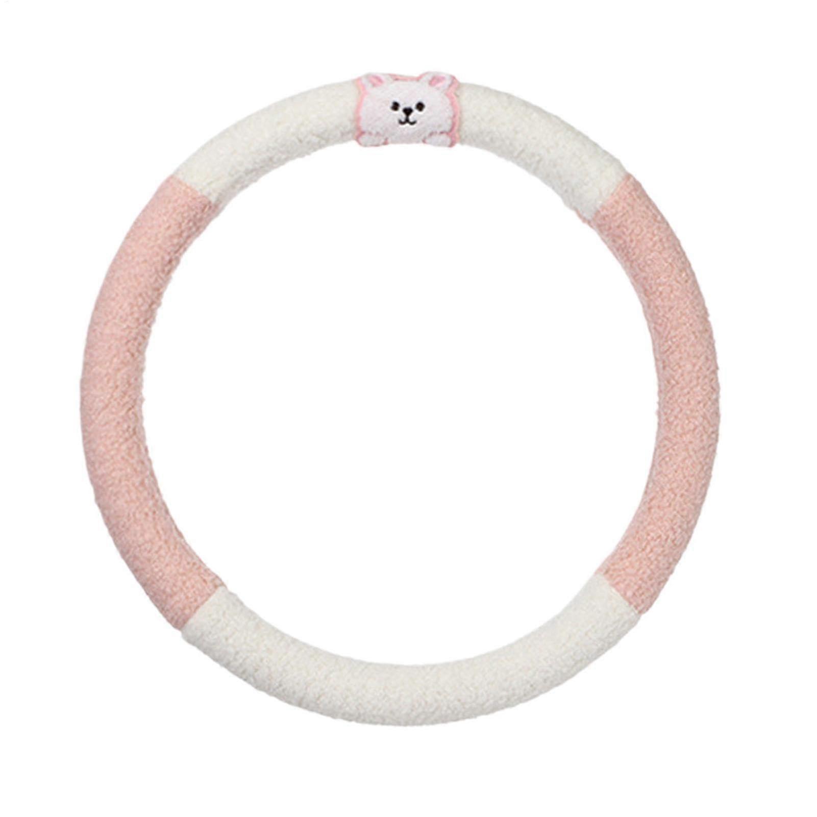 Plush Steering Wheel Cover – 38.1 cm, cute design, nonslip for 15inch wheels, Confor Pink