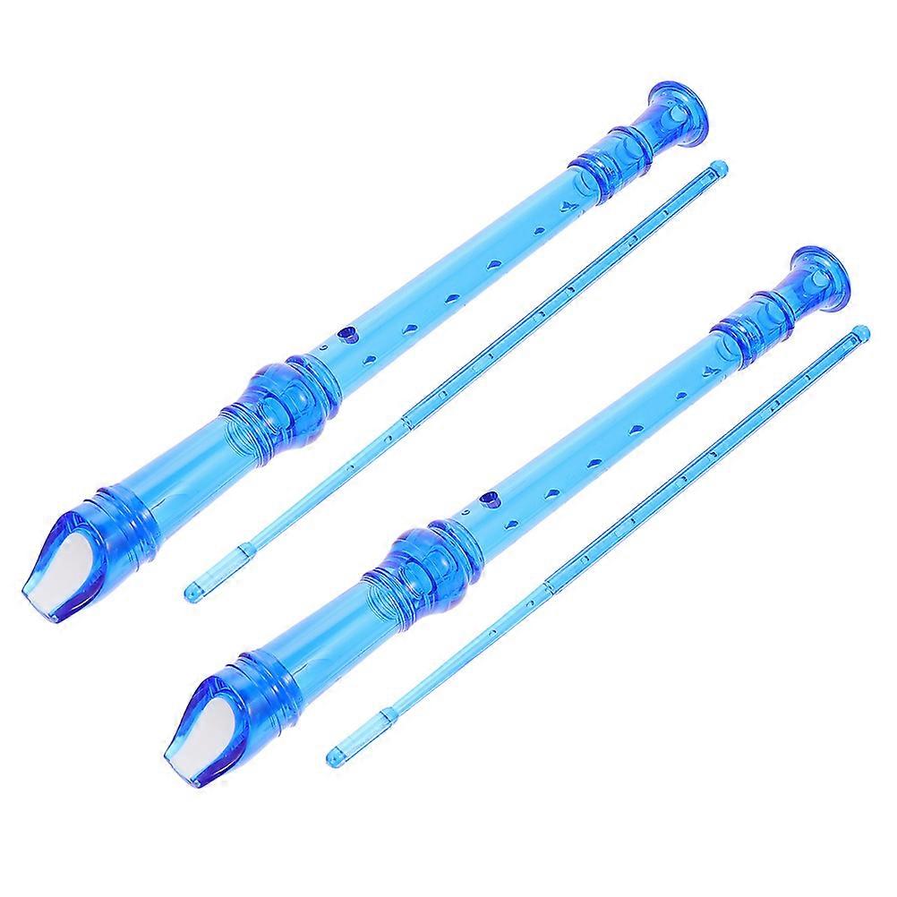 Blue Resin Kids Soprano Recorder for Beginners with 8 Holes and Details 2Pcs