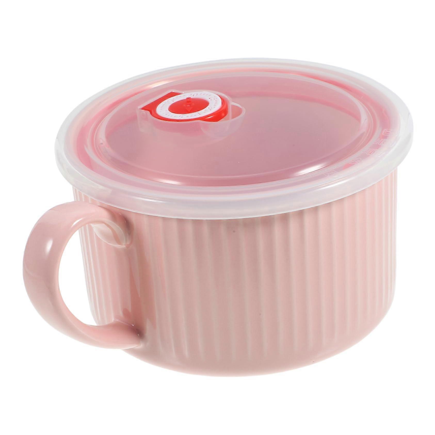 Ceramic Bowl with Lid, Udon Bowl, Handle Design, Feeding Bowl, Practical Ramen Bowl