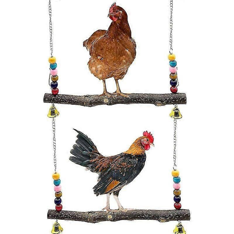 مجموعة ملحقات حظيرة الدجاج من 2 ألعاب أرجوحة الدجاج الخشبية الطبيعية ، لعبة حامل الدجاج الخشبية ، اكسسوارات قن الدجاج ، لعبة أرجوحة ببغاء الدجاج ل