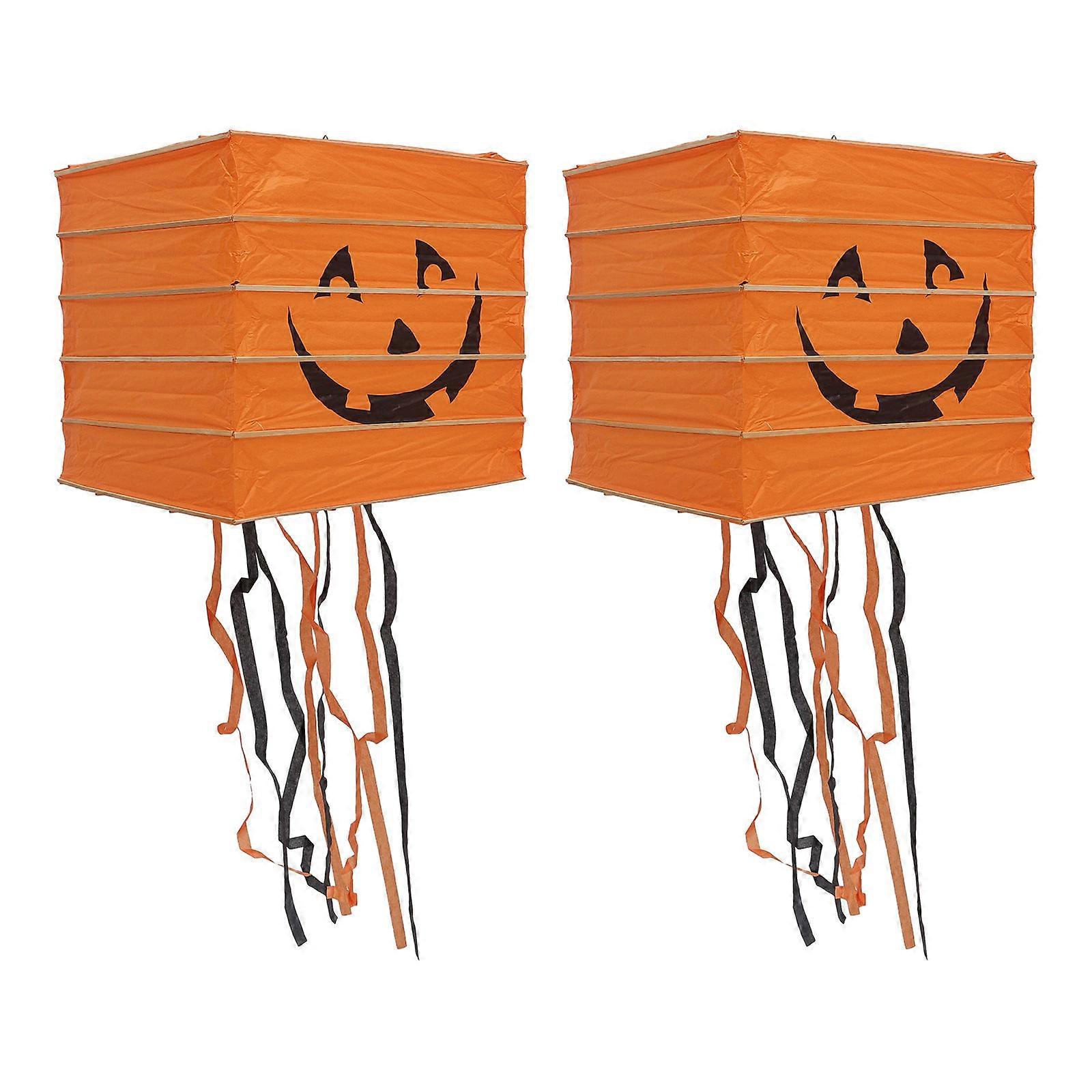 Hanging Decoration 2Pcs Pumpkin Lanterns for Halloween Party and Events 30X30CM Stylish Photo Booth Decor
