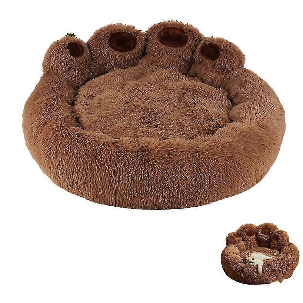 2025 Warm Soft Paw Shape Pet Bed Plush Dog Cushion Pad -Coffee