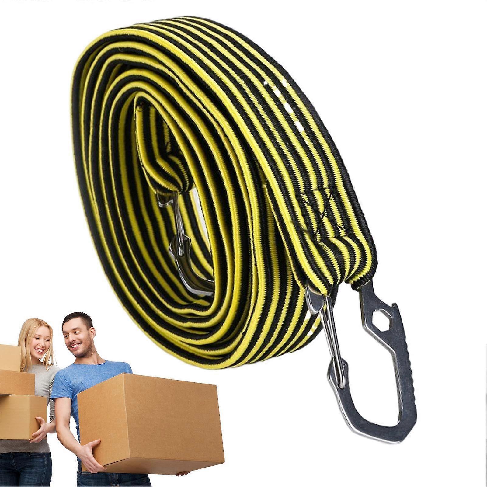 Motorcycle Elastic Bungee Cable - 1 Meter Black and Yellow Tie Down Straps for Outdoor Powersports, Durable Hooks and Netting