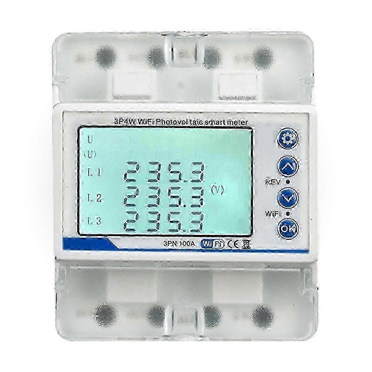 3 Phase 380V 100A Tuya WiFi Smart Bi-Directional KWh Meter over Under Voltage