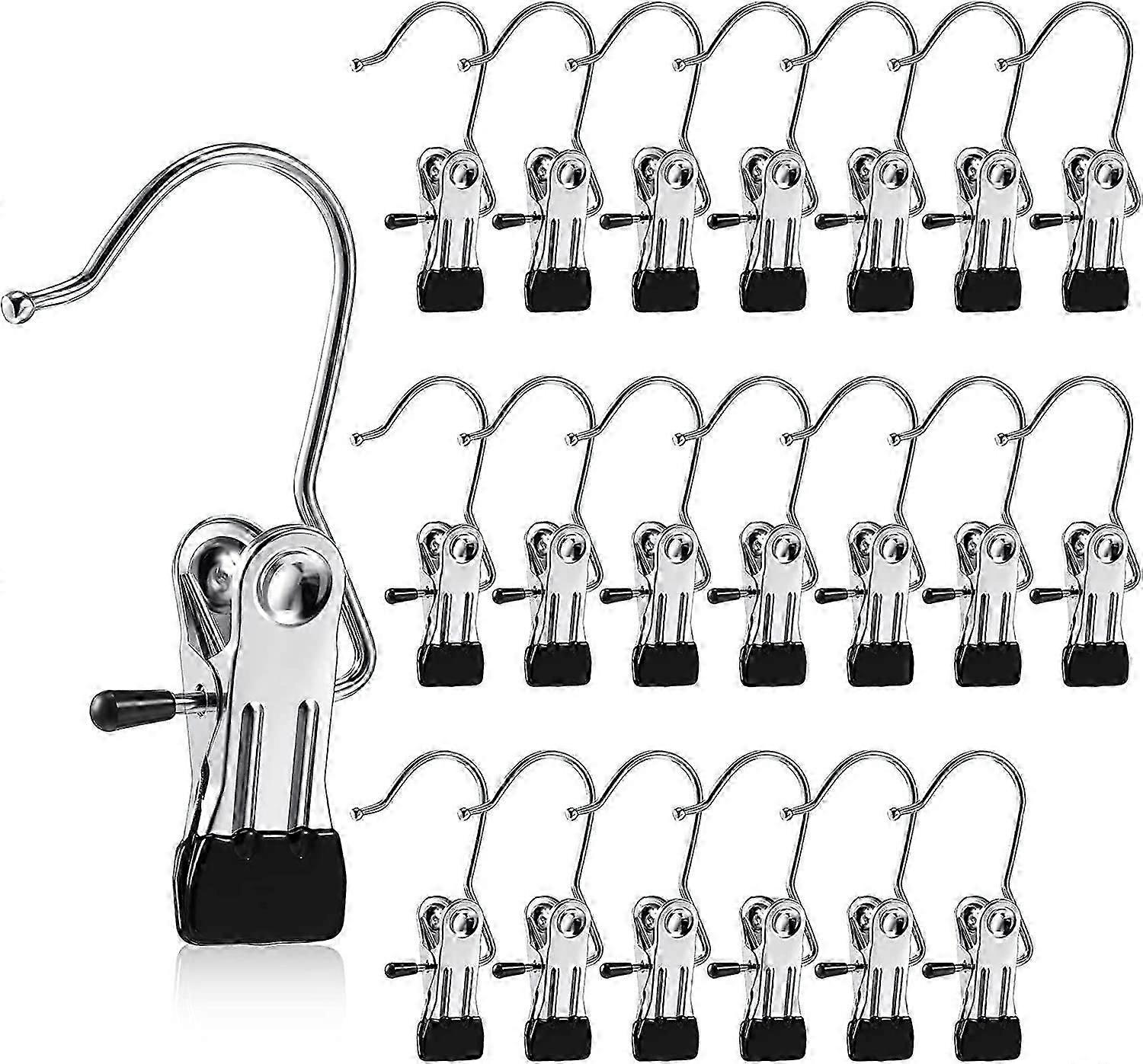20 Pieces Boot Hanger Clip, Laundry Hooks with Clips Portable Multifunctional Hangers Clip(Silver)