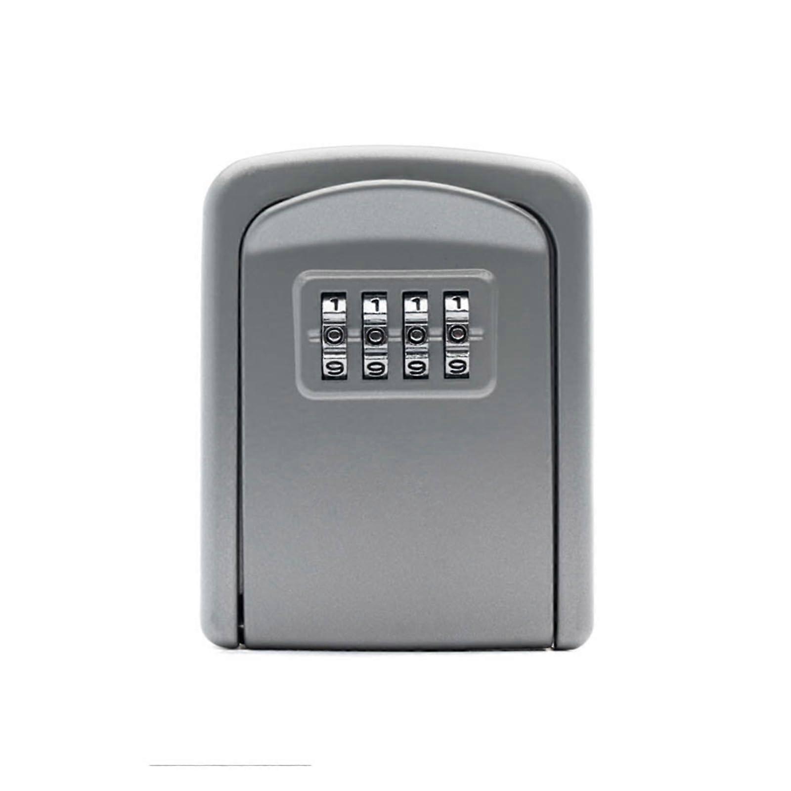 Mini Safe, Key Box, Wall Mounted Stainless Steel Key Safe, Weatherproof, 4 Combination Key Storage Box for Indoor and Outdoor Use (Silver)