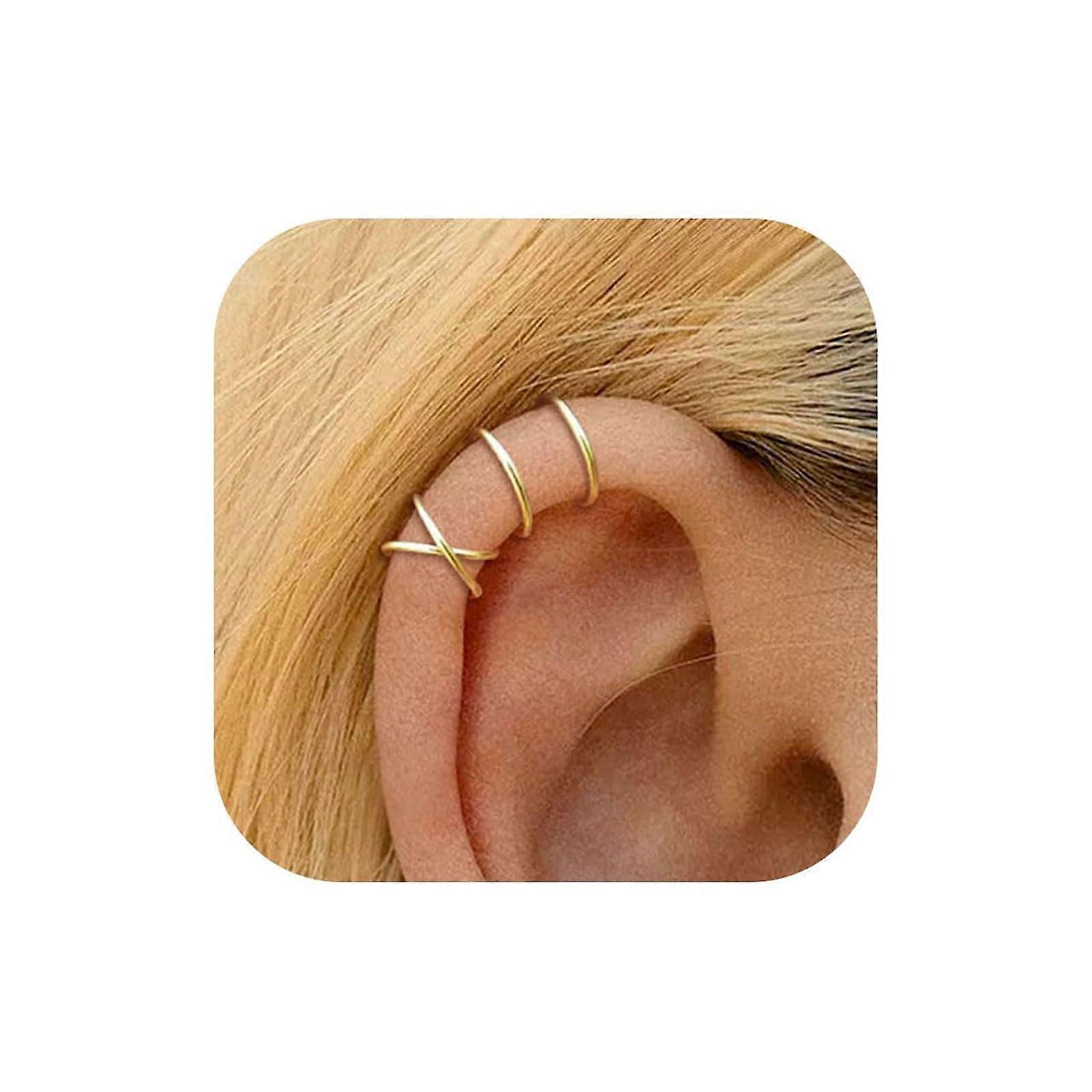 2 Piece Gold Ear Cuff Set Non Piercing Hypoallergenic Lightweight Storage Box Included Two Soft Copper Ear Cuffs
