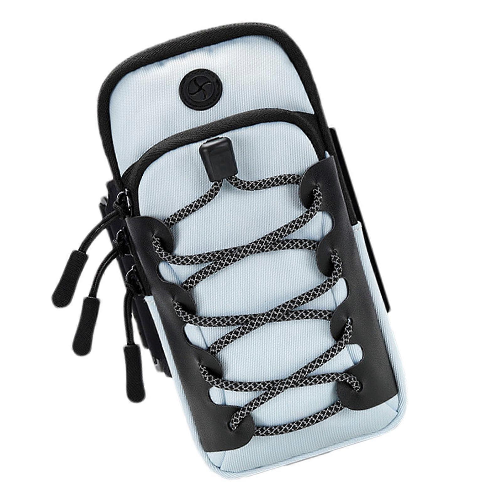 Arm Phone Holder - Waterproof Phone Case for Outdoor Sports, Adjustable Running Pouch with Key Pocket in Light Blue