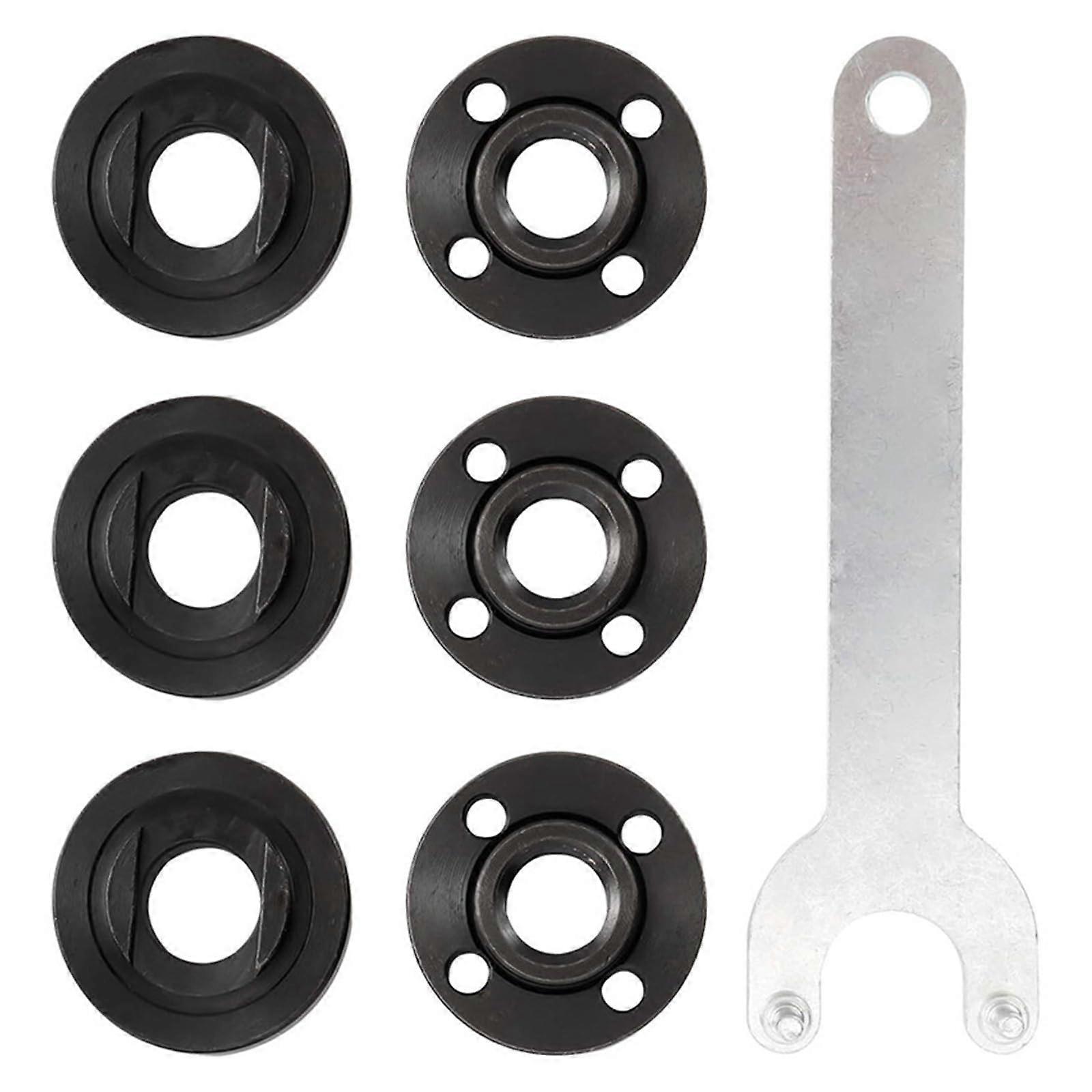 7 sets of angle grinder flange lock nut kits with flange wrench, 5/811 thread, metal lock nut for grinders, secure fit.