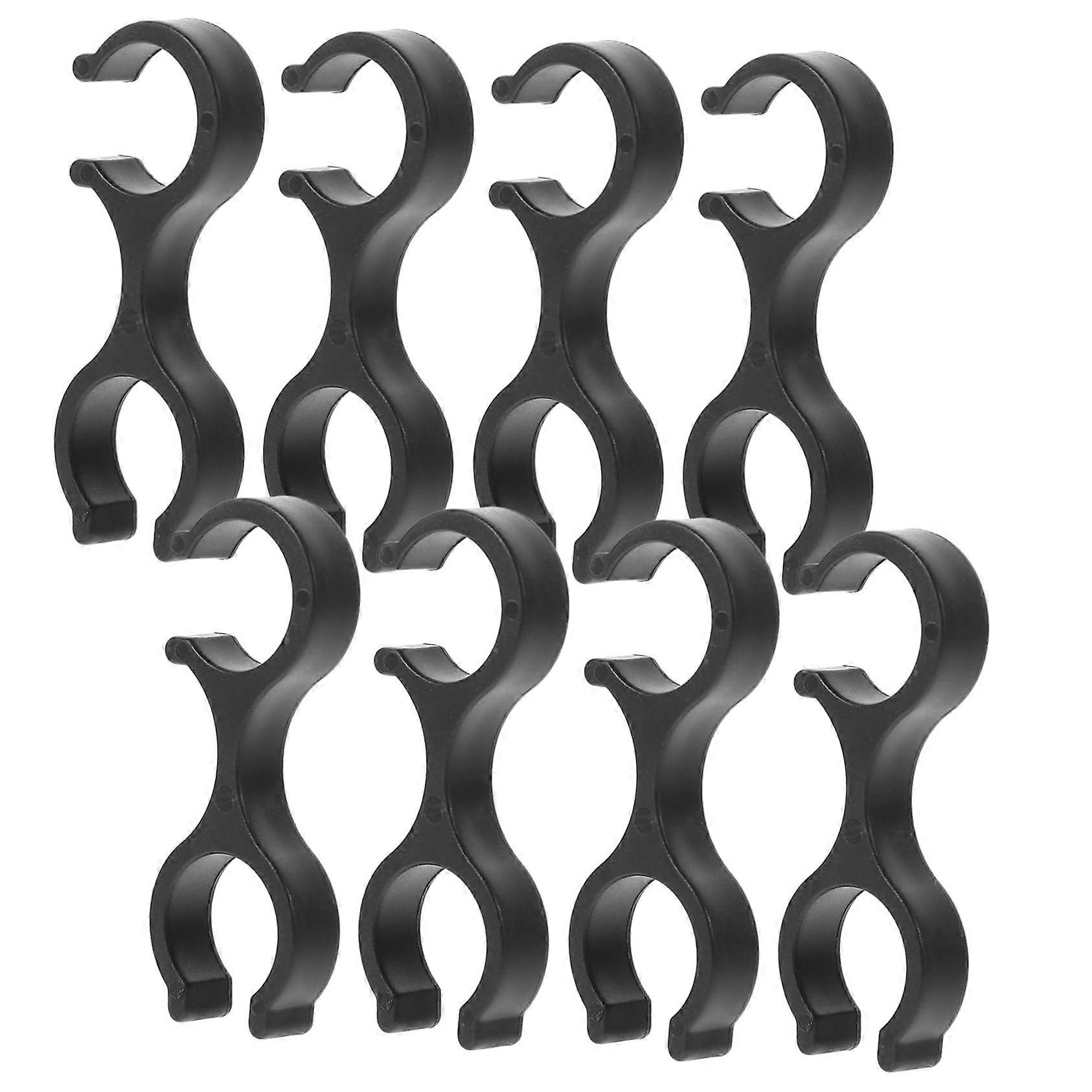 8pcs Shape Clips for Hiking Poles Rotatable Storage Clasps Walking Sticks Durable Lightweight Trekking Accessories Black